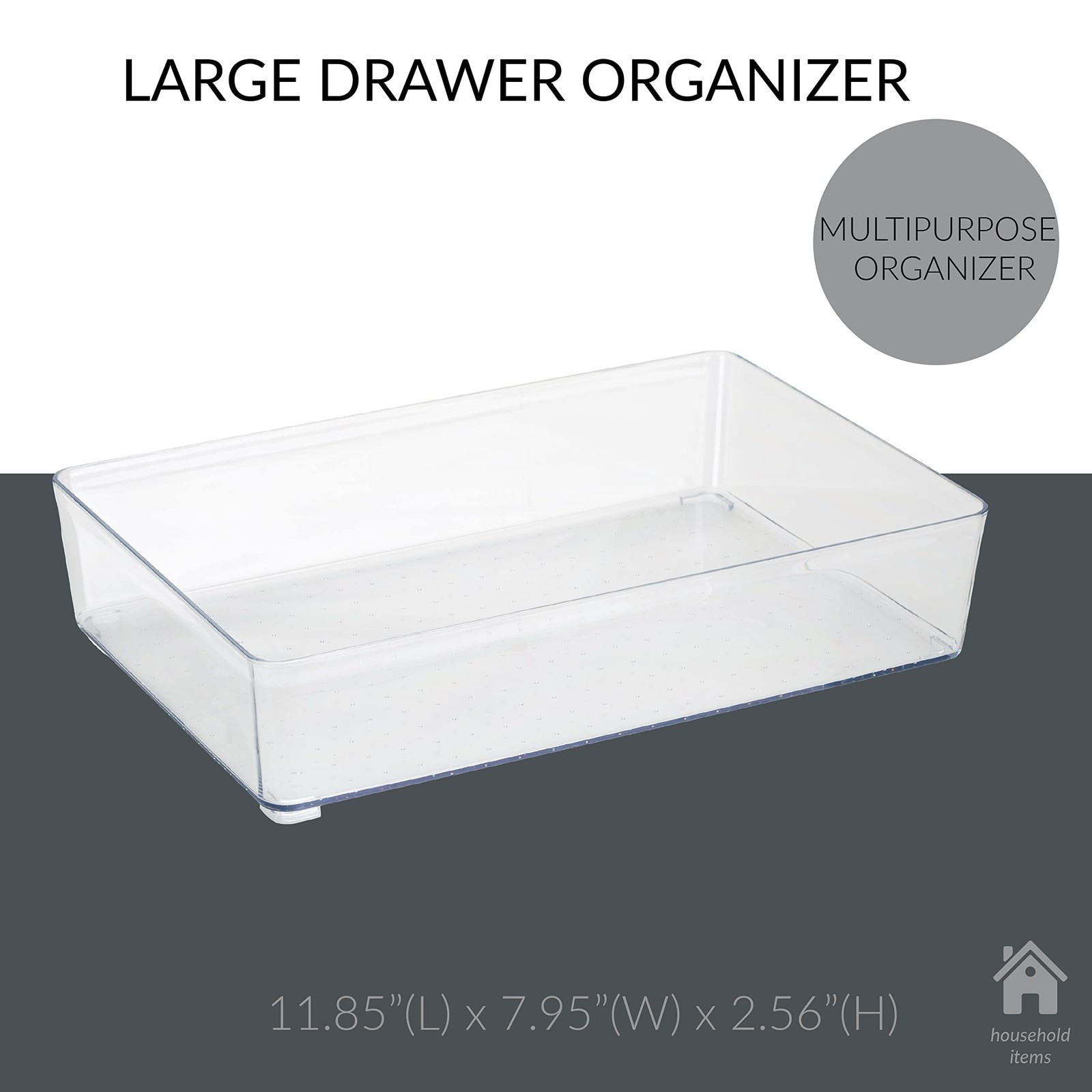 Simplify Large Drawer Organizer, Rectangular, (Pack of 2), Clear