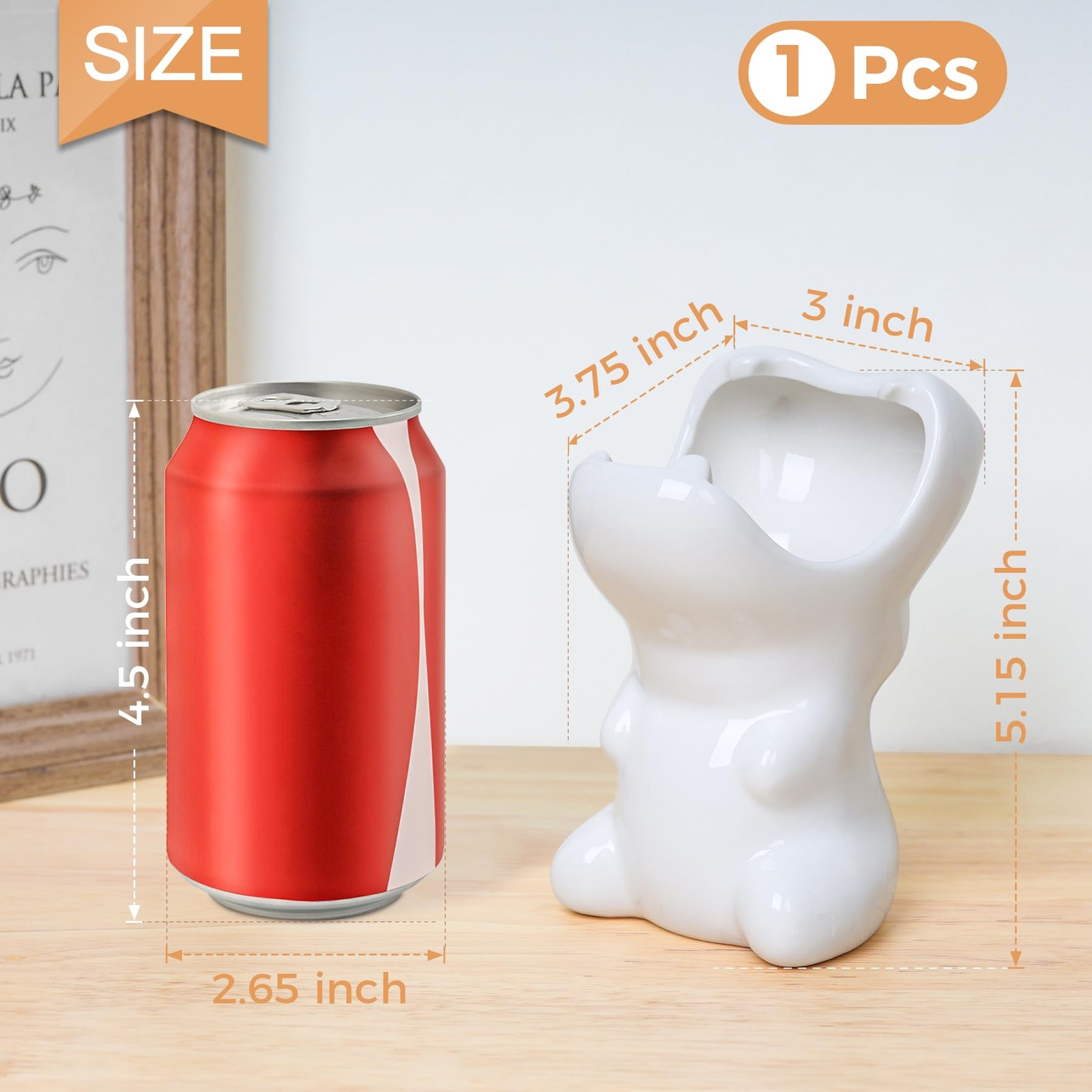 ComSaf Cute Hippo Shaped Pen Pencil Holder, White Ceramic Succulent Planter P…