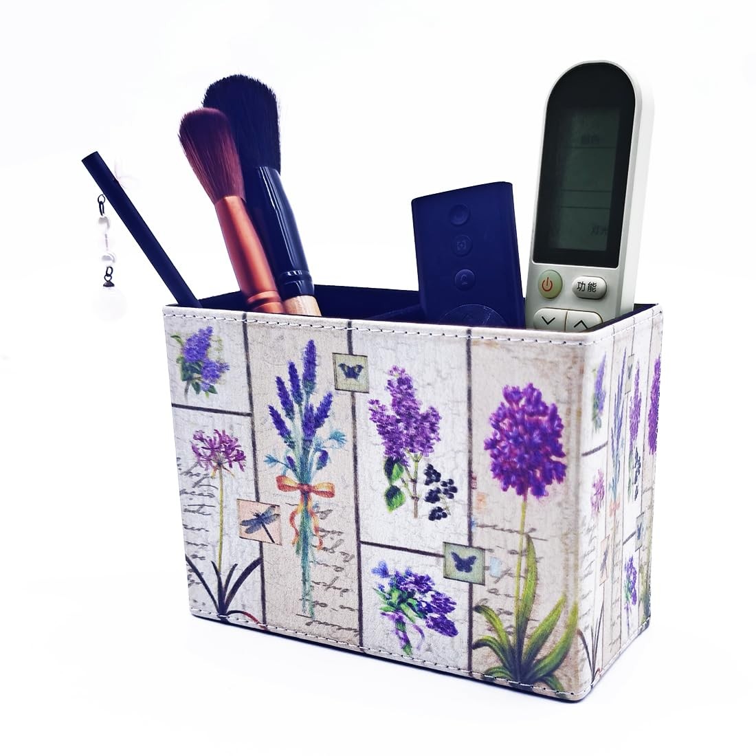 Pen Holder, Rectangle Vintage Pencil Holder with 2 Compartments, PU Leather A…