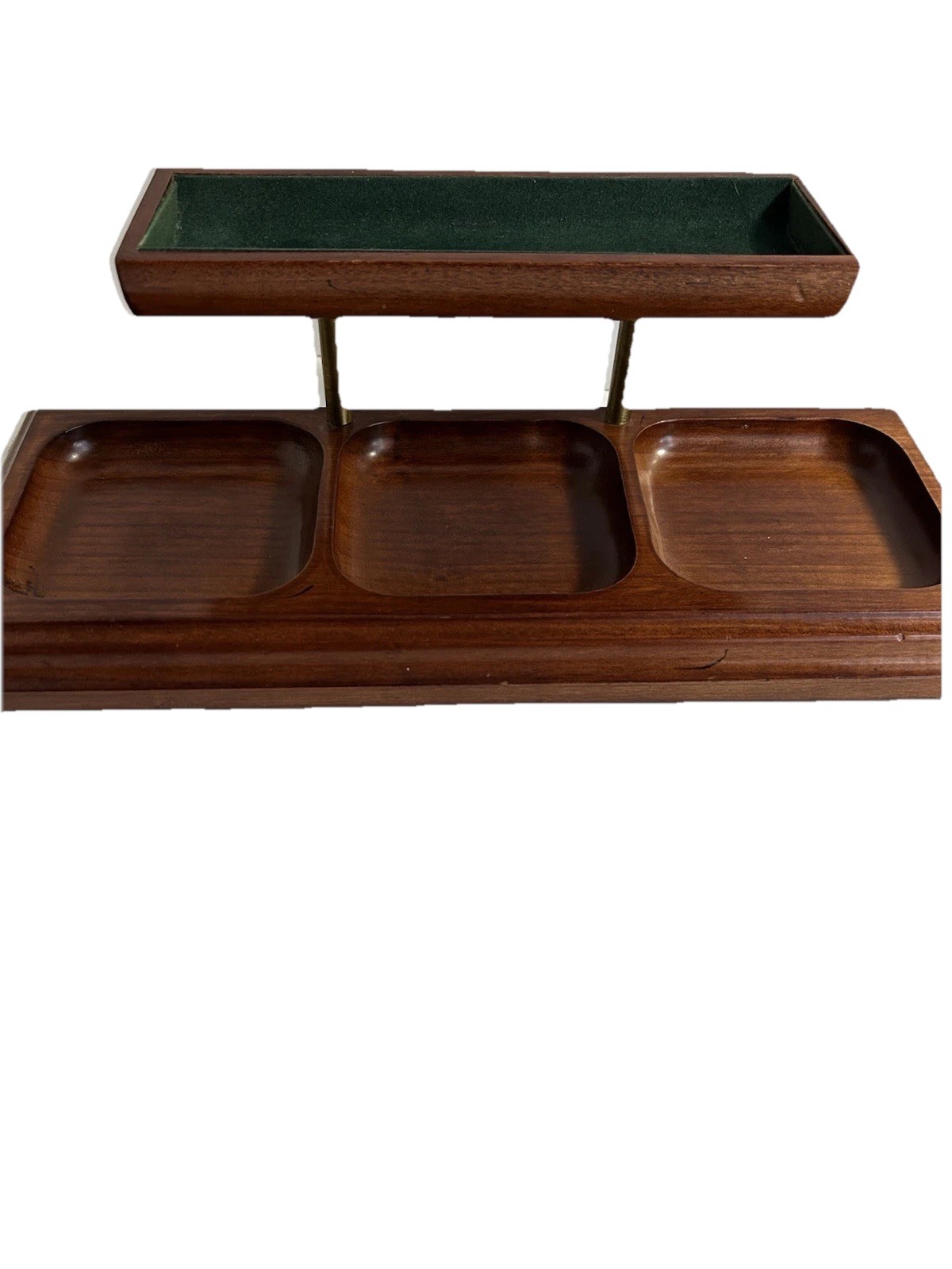 Vintage 1996 Bombay Co. 2 Tier Wooden Desk Organizer With Brass Corners
