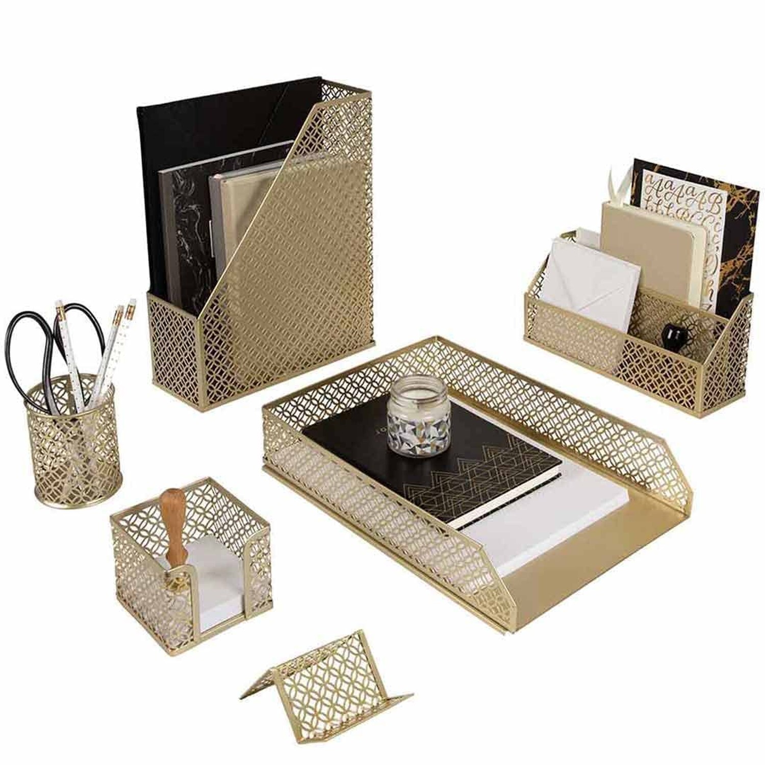 Gold Desk Accessories for Women Office 6 Piece Gold Desk Set Gold Office Orga…