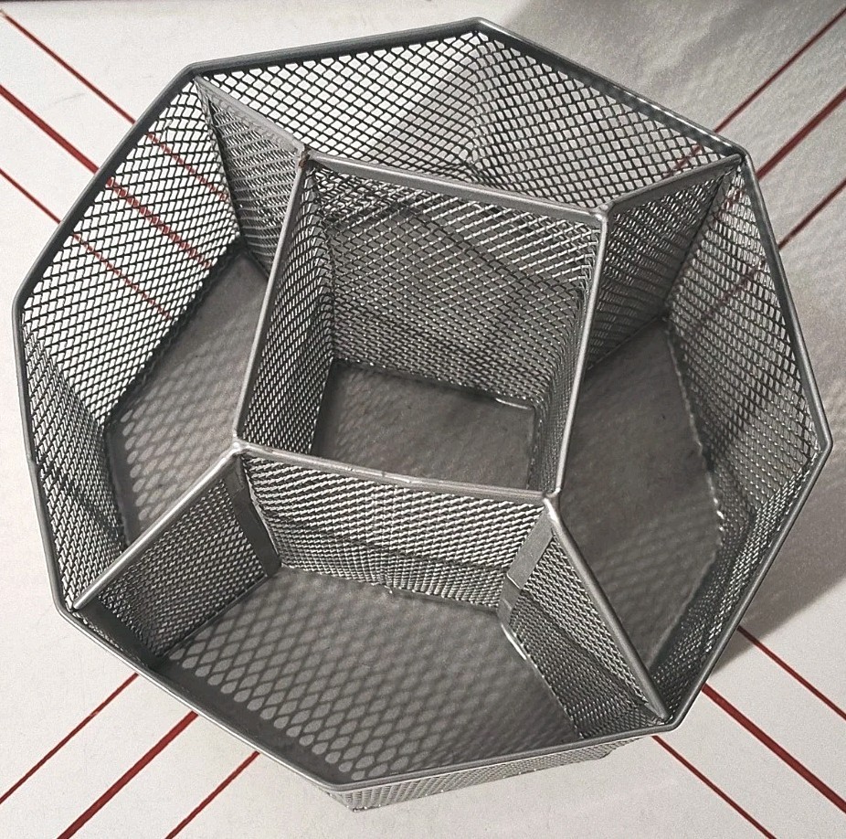 360° Rotating Accessories Holder Desk Organizer 5 Compartment Mesh Silver/Grey