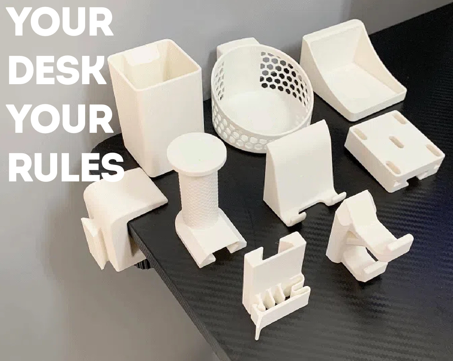 Modular Desk ‑ Edge Organizer Set – 8-in-1 Clip-On Desk Tool – 3D Printed