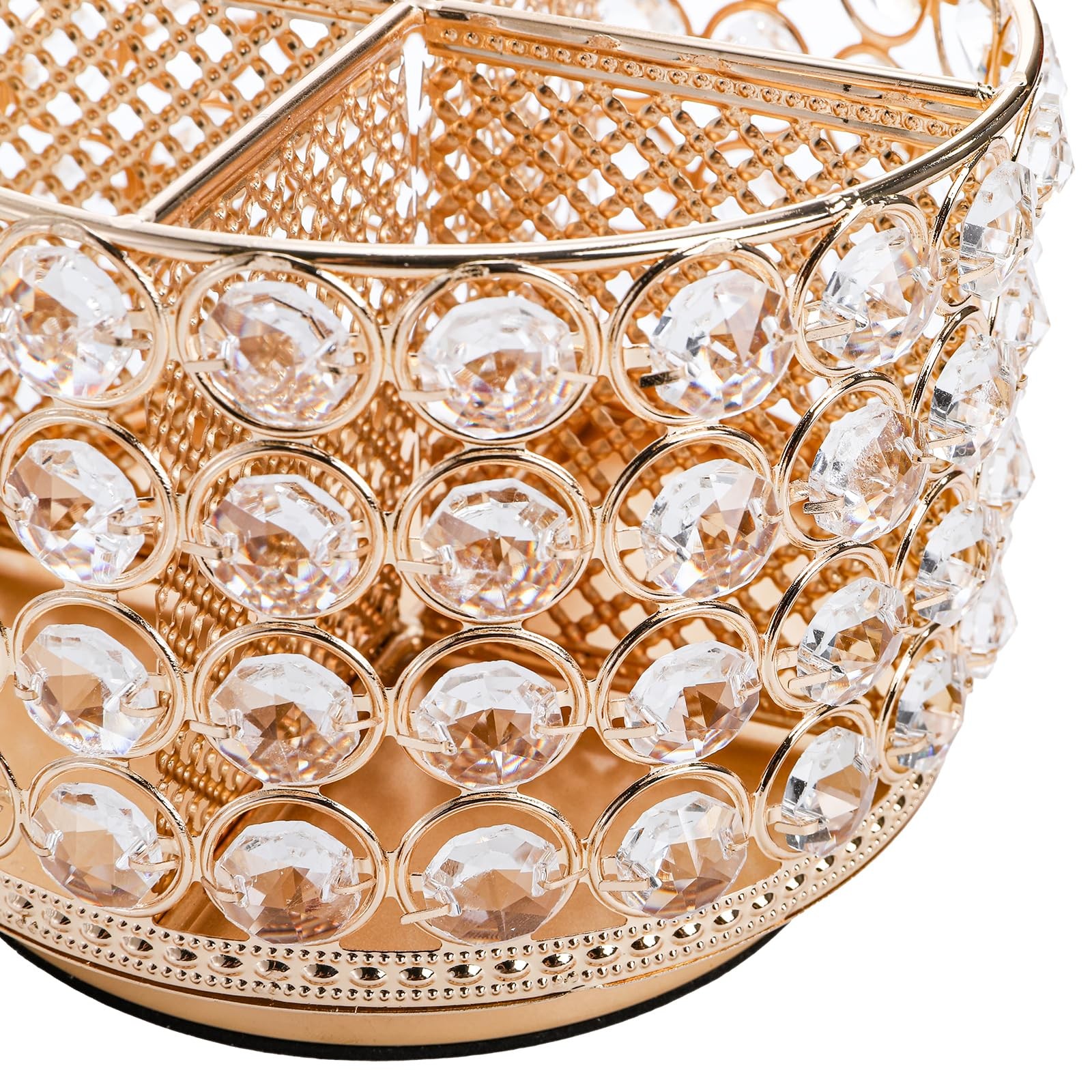 Hedume Crystal Vanity Organizer with 4 Compartments, 360 Degree Rotating Gold