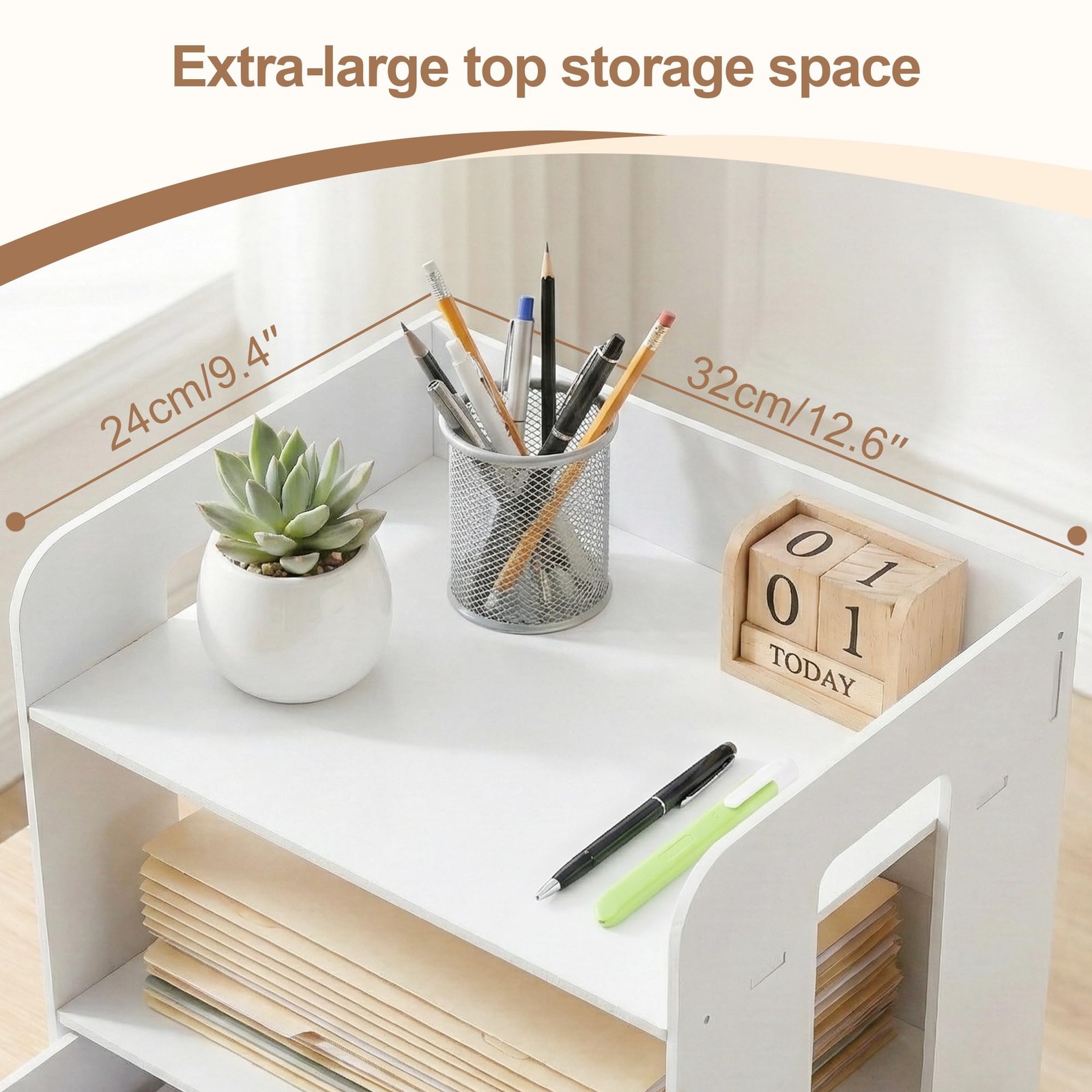 Desk Organizer, 2-Tier File Organizer for Desk with Drawer, Letter Tray , Des…