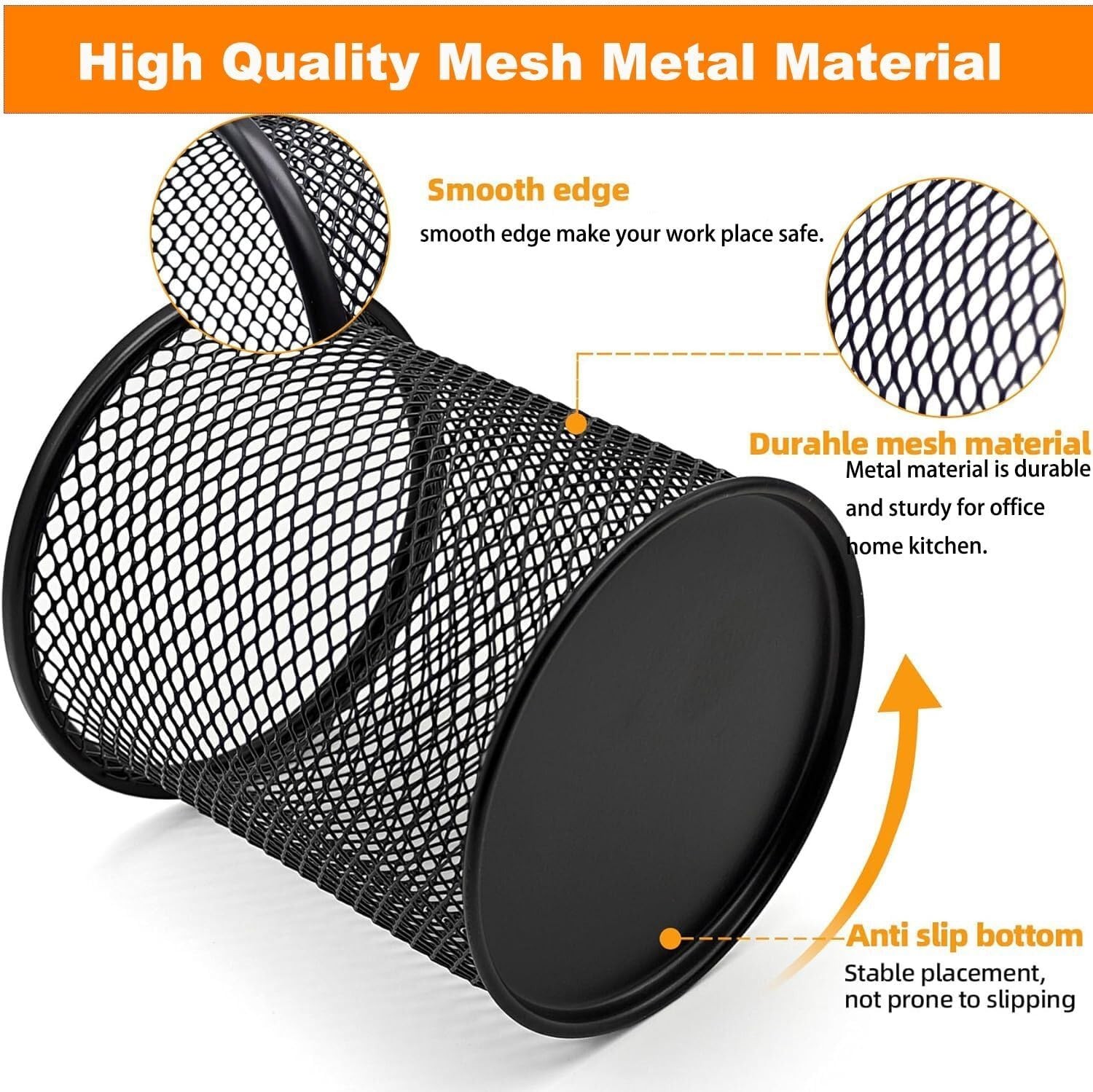 Lightweight Aluminum Pencil Holder Set: 4 Cylindrical Organizers for Desk