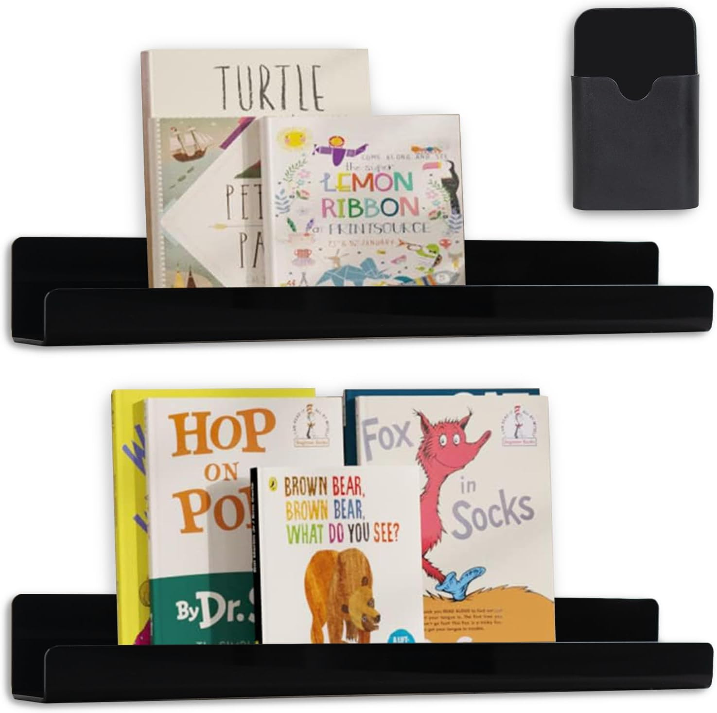 2 Pcs Magnetic Book Shelf for Whiteboard with Magnetic Pen Holder, Heavy Duty Ac