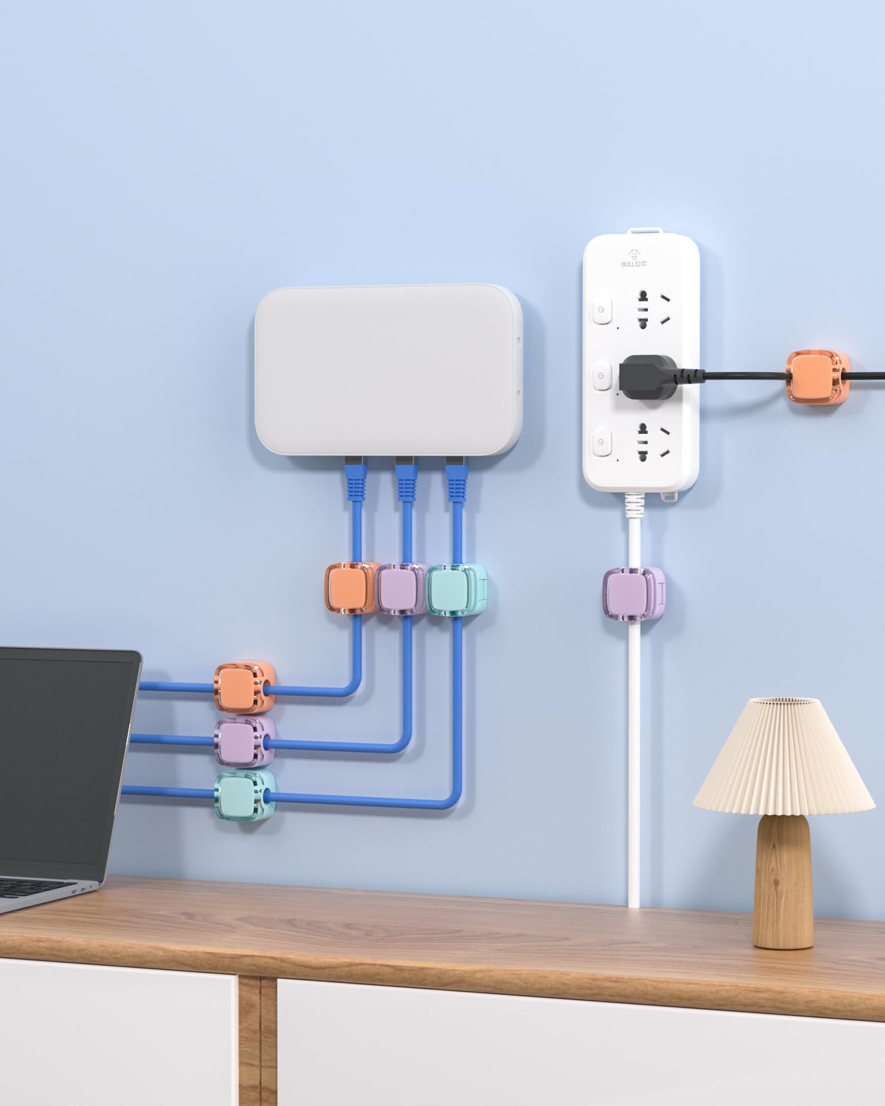 6 Pack Magnetic Cord Organizer & Cable Clips – Adjustable Under Color Mixed