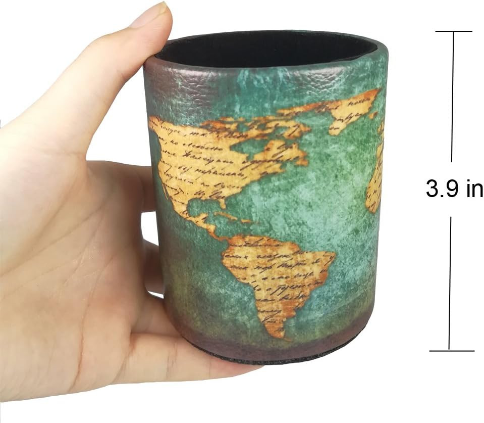 Dreamseden Vintage Pen Pencil Holder Cup Retro Pattern Desk Organizer for Home O