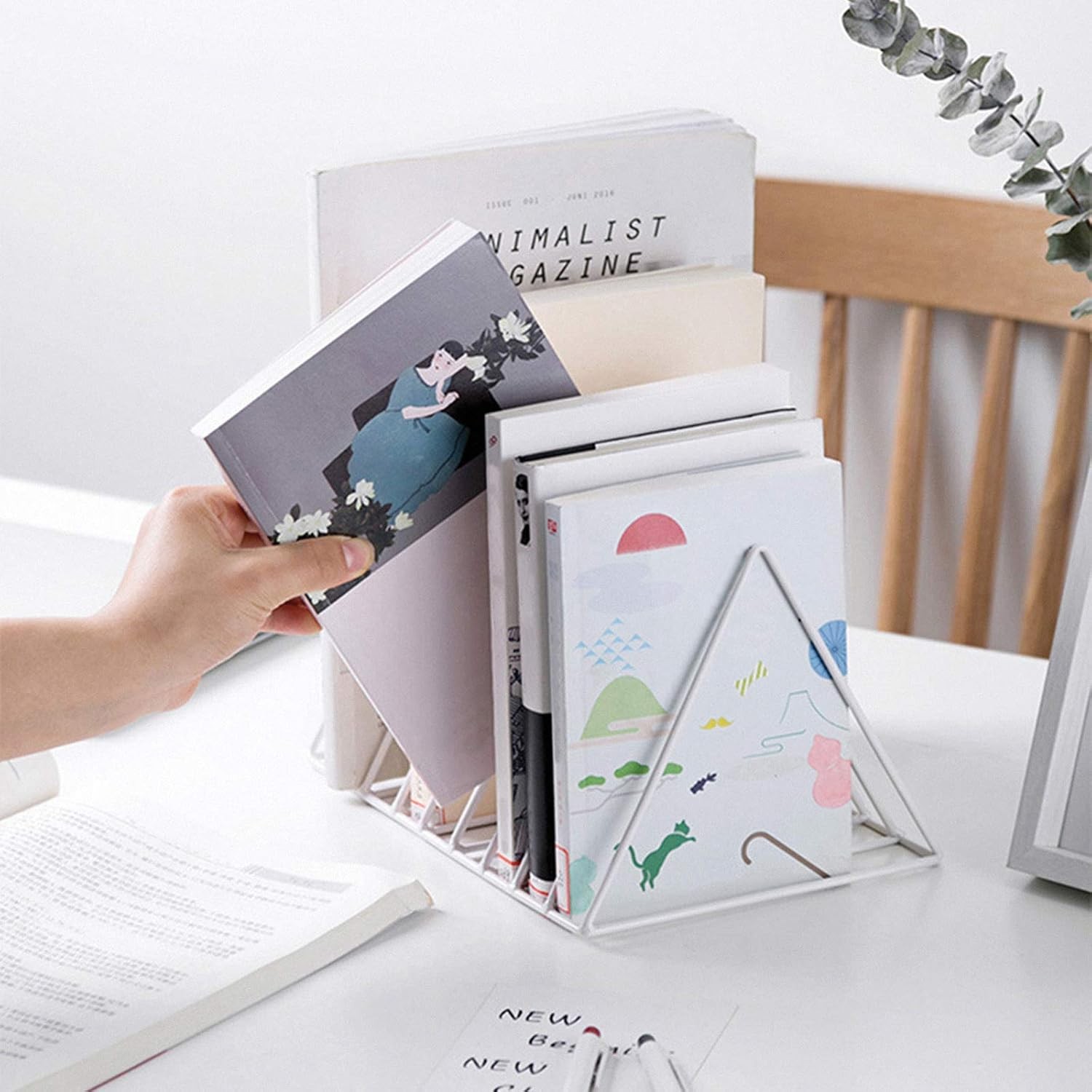 4 Pack Triangle File Storage Holder Racks Iron Desktop Magazine Organizer Metal