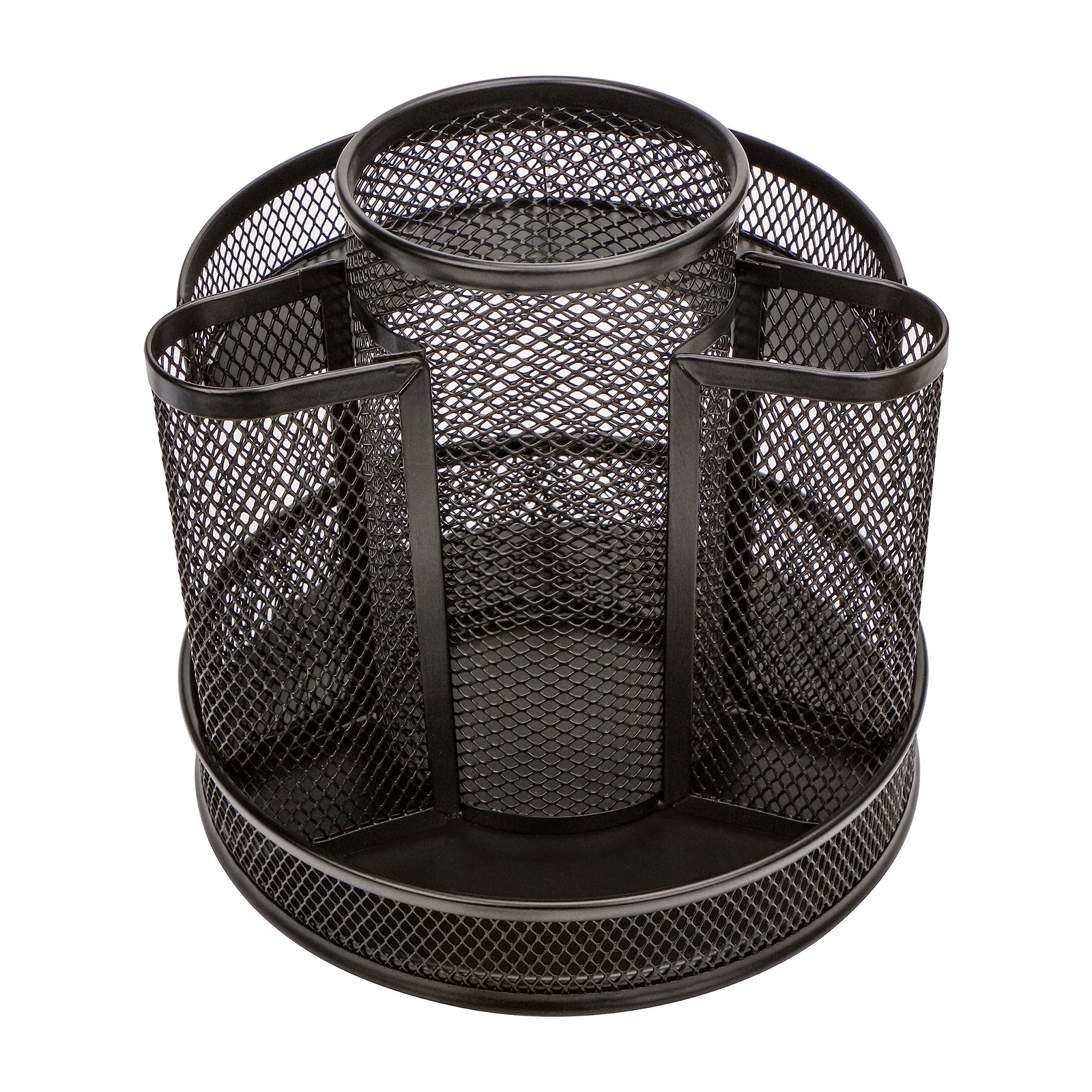 Annova Mesh Desk Organizer Rotate with 5 Compartments Round Spinning Black
