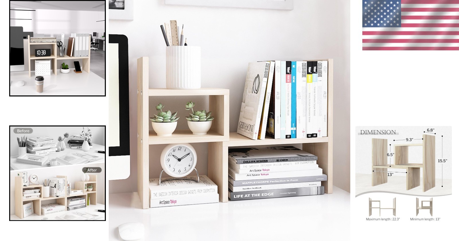 Elegant 5-Unit Adjustable Desk Organizer – Maximize Your Workspace Aesthetics