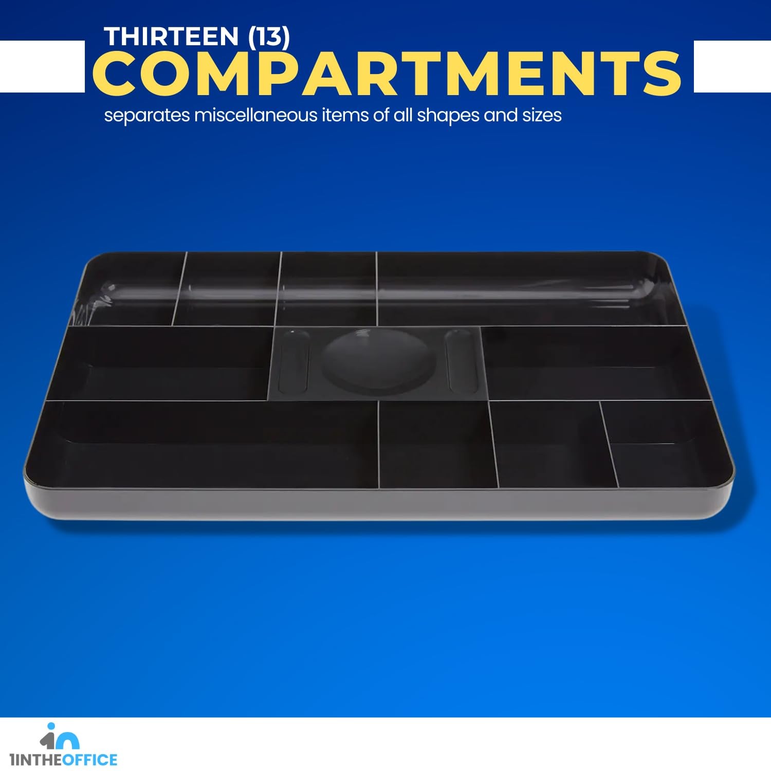 Desk Drawer Organizer Tray, Desk Drawer Tray, 13-Compartment, Black, 2 Pack