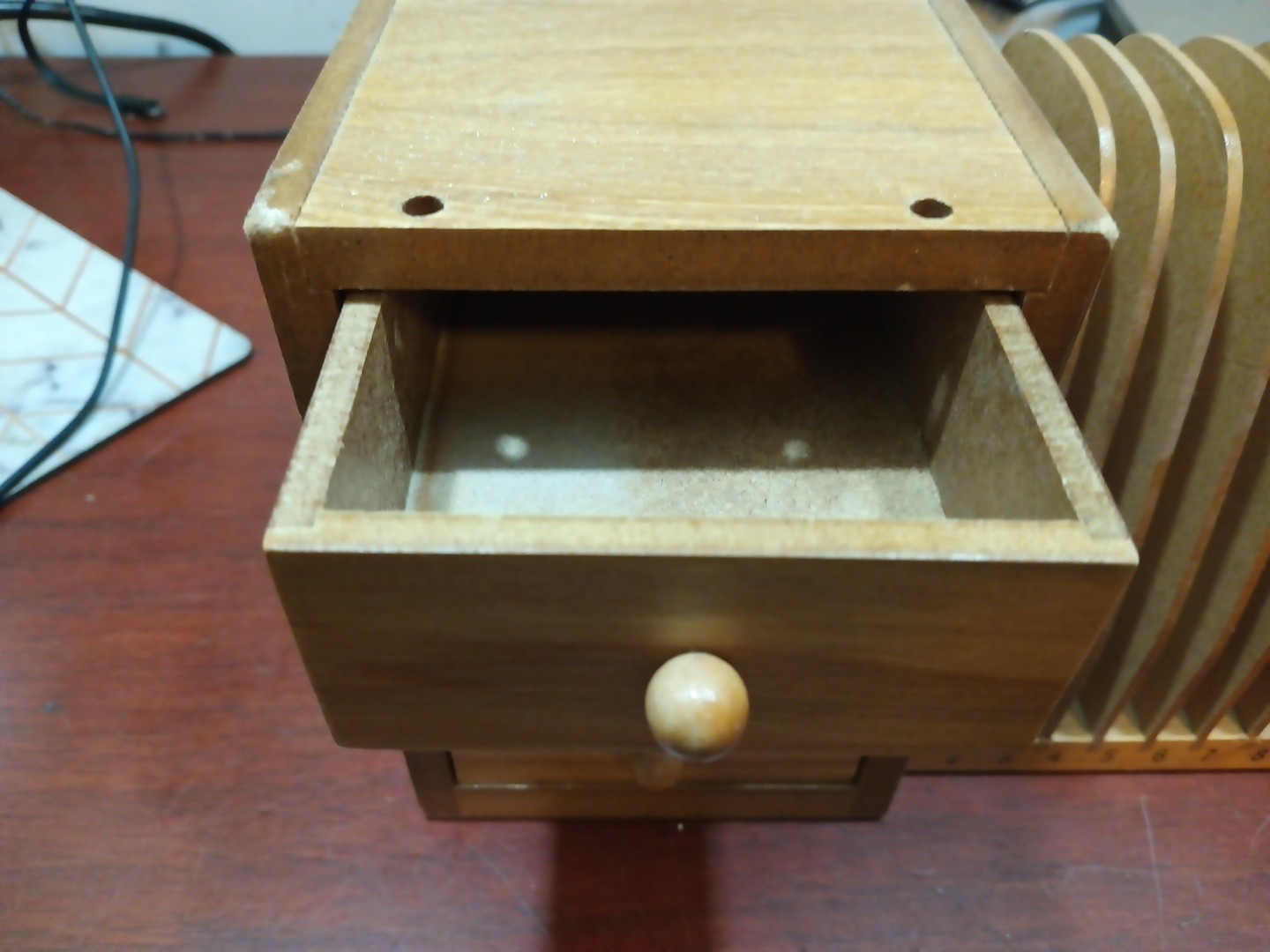 Vintage Wooden Desktop 31 Day 32 Slots Bills Mail Organizer