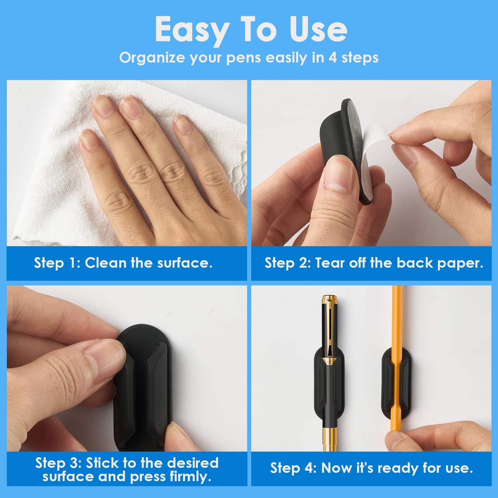 20 PCS Adhesive Pencil Holders for Desk, Silicone Pencil Holder for Desk and …