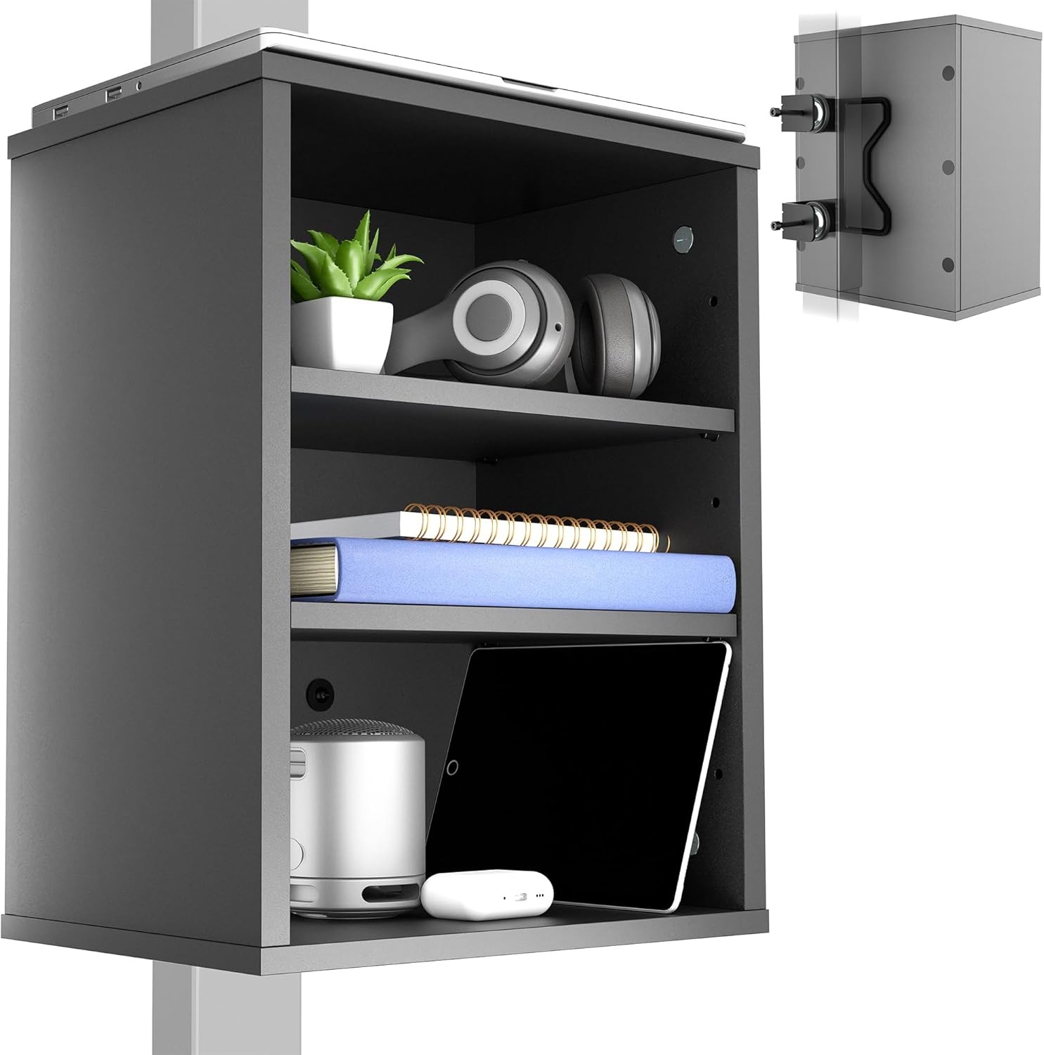 Clamp-on Under Desk Shelving Unit, Office Accessory Holder for Supplies, Gaming
