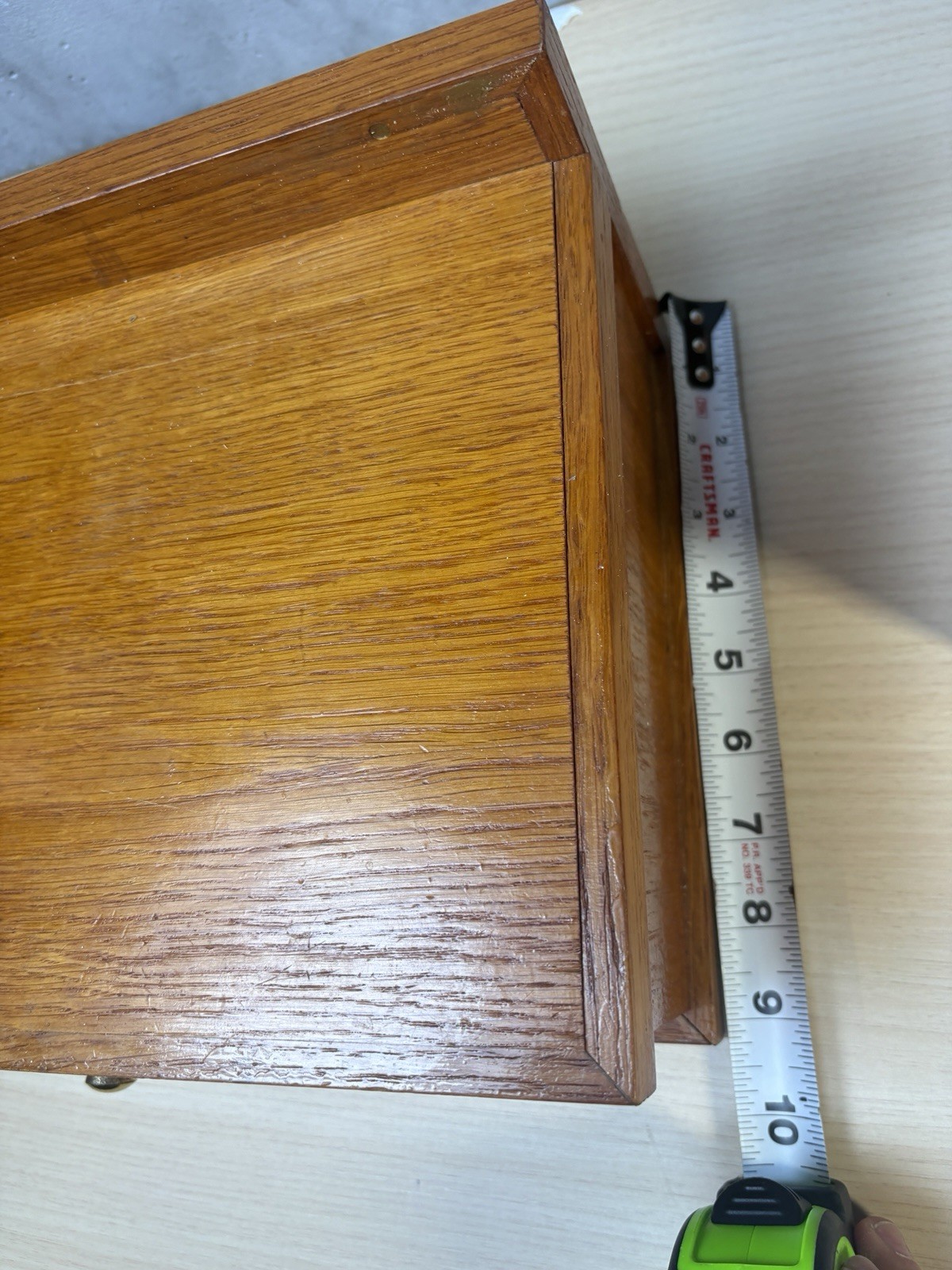 2 Vintage Scandinavian-style wooden shelf small desk organizer Brass Knob Oak