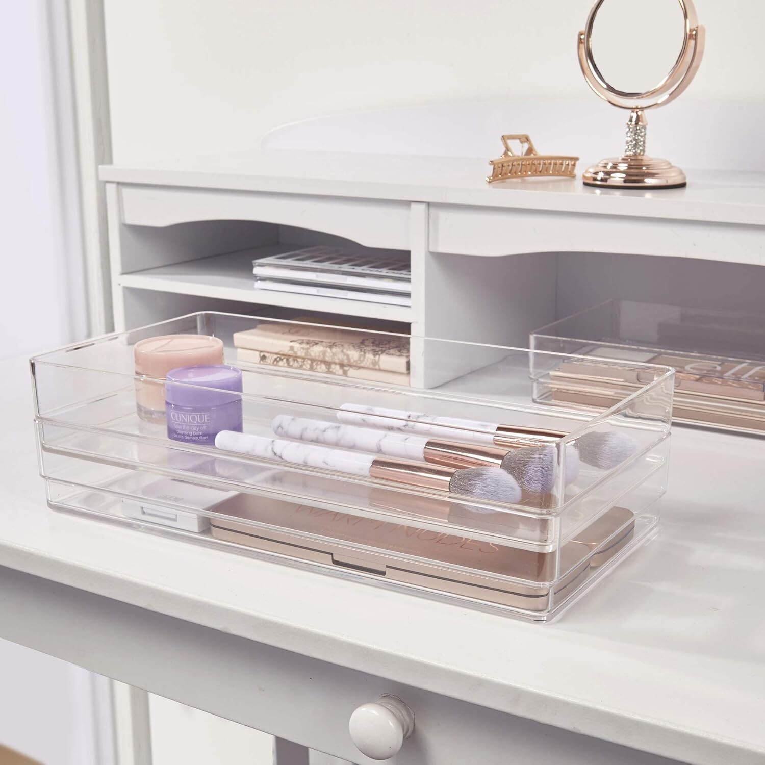 STORi SimpleSort 3-Piece Stackable Clear Drawer Organizer Set | 12″ x 6″ x 2″ Re