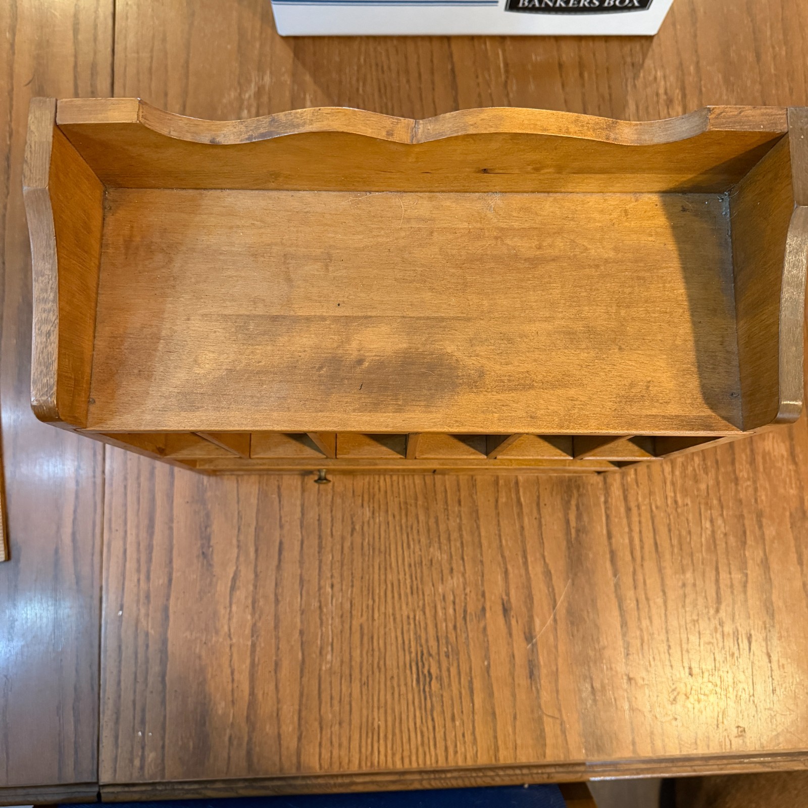 Vintage Wood Desk Organizer Mail Sorter Letter Holder Drawer Office Storage 15″