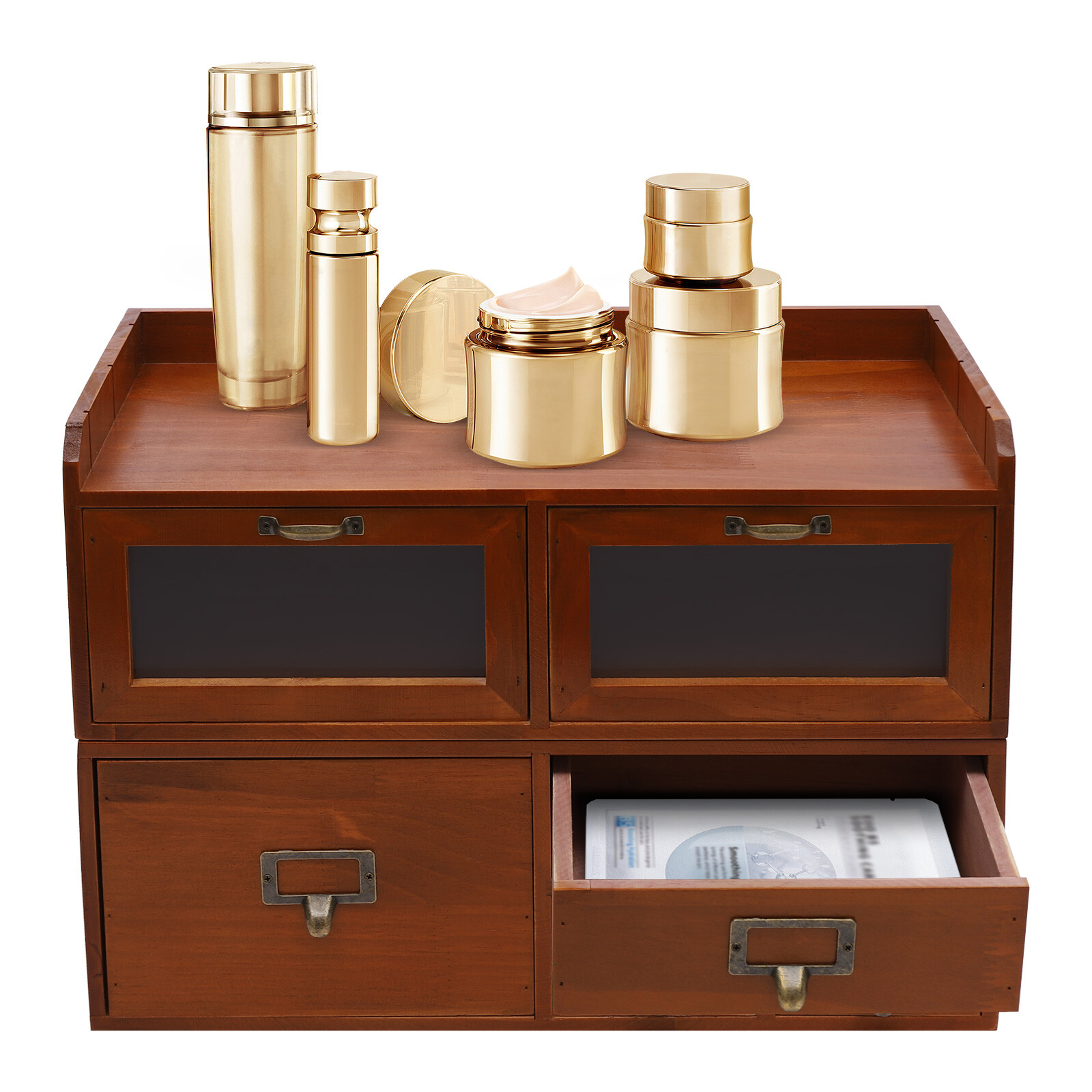 Desktop Storage Cabinet with 6 Drawers, Wooden Box Organizer for Office Supplies