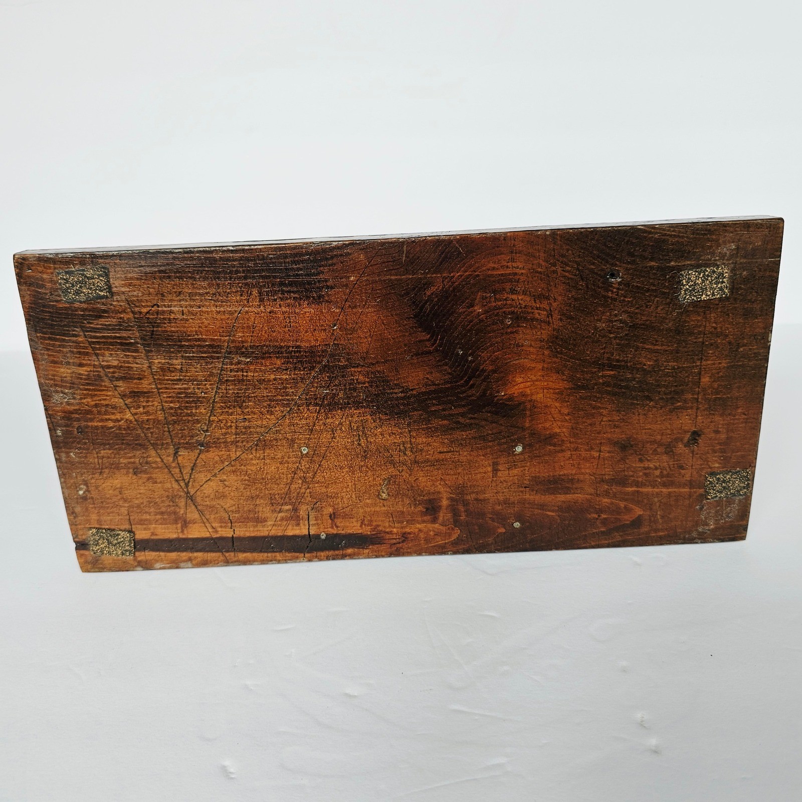 Vtg Handmade Wood Desk Organizer Mens Valet Tray Brown Rustic Farmhouse Catchall