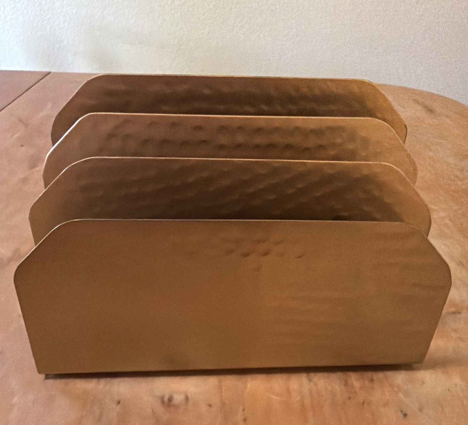 Nate Berkus Letter Bills Sorter Brass Hammered Metal Three Slots “Small Flaw”