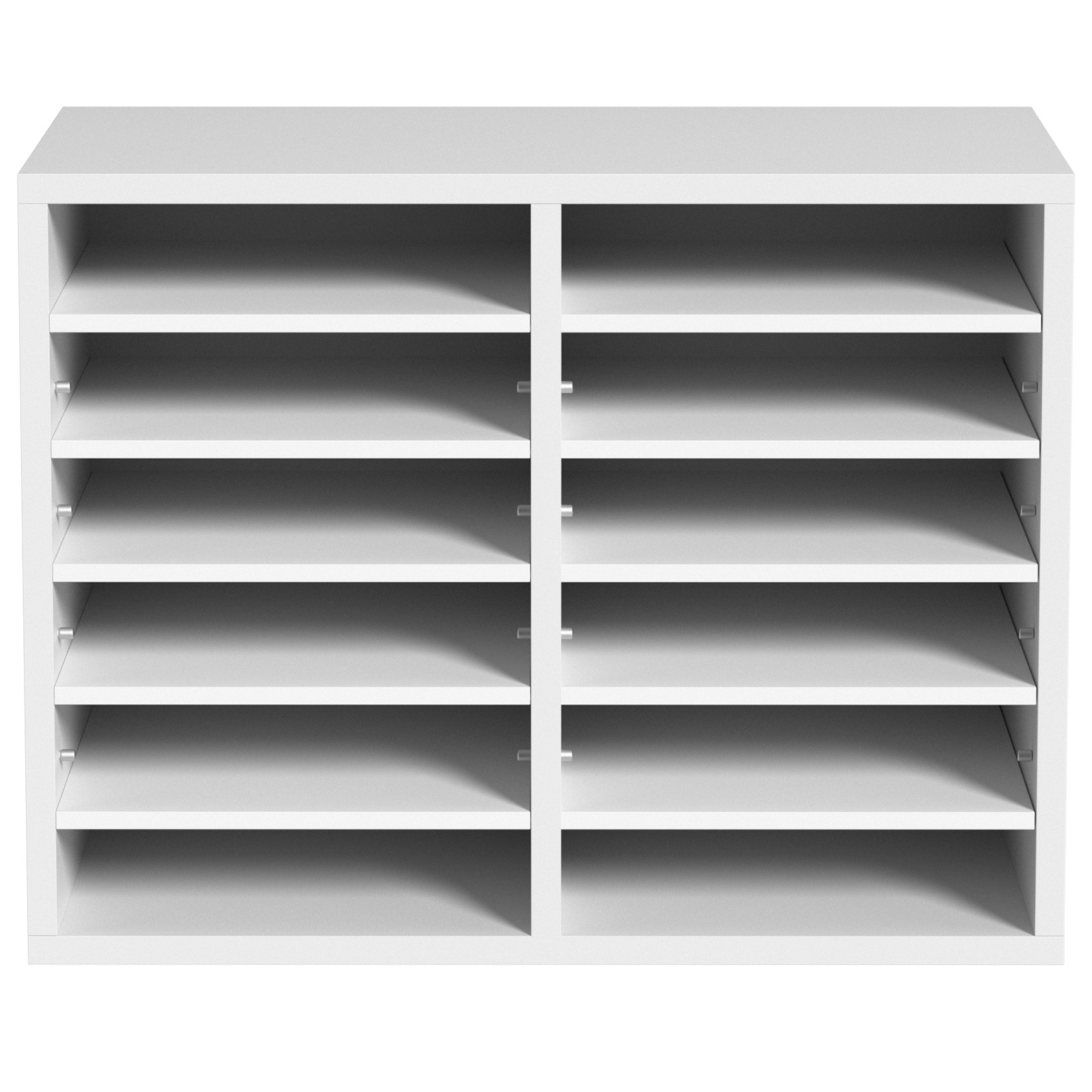 Uimoso Wood Literature Organizer Adjustable File Sorter 12 Compartments White