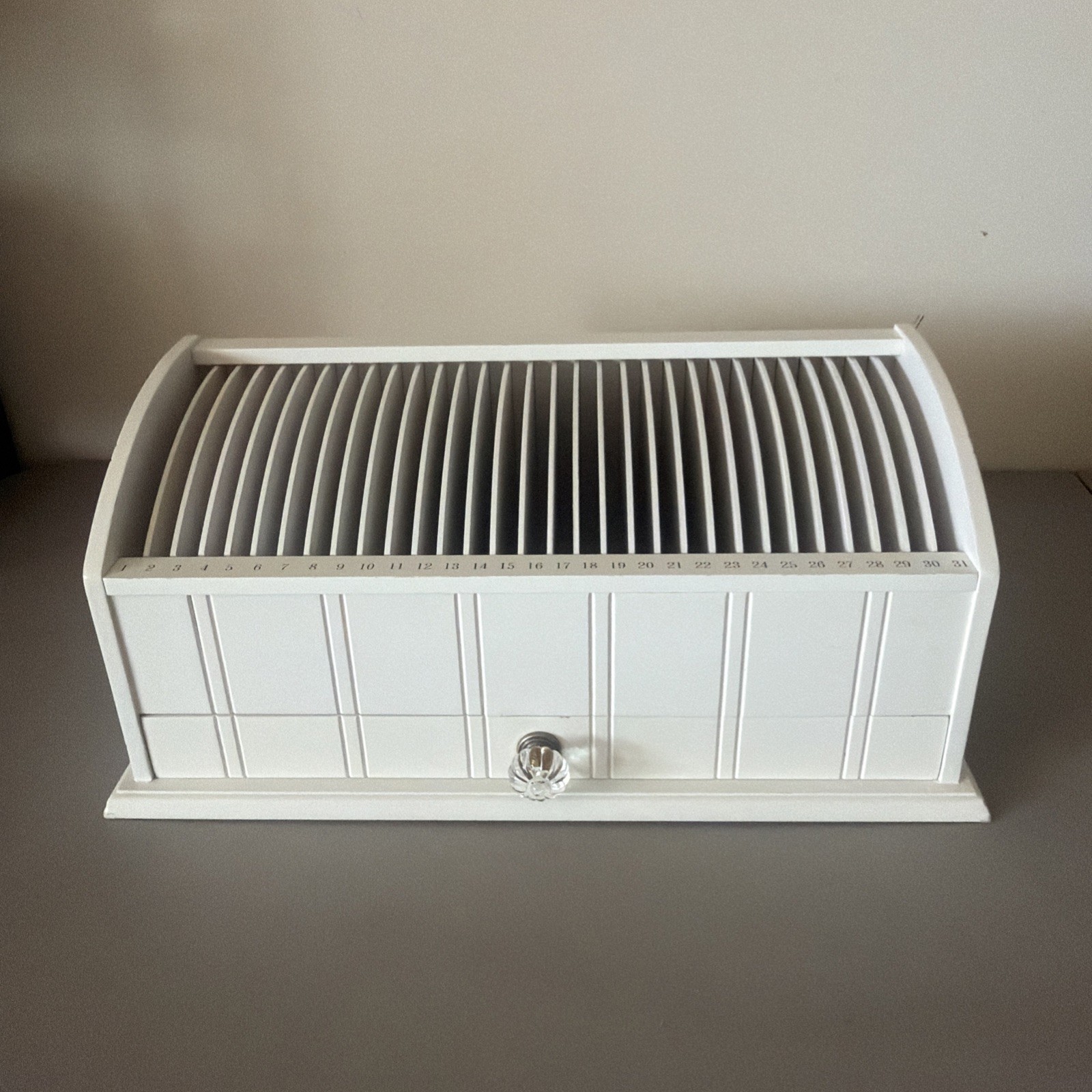 31 Day Wood Monthly Bill Letter Mail Sorter Desk Organizer Numbered w Drawer