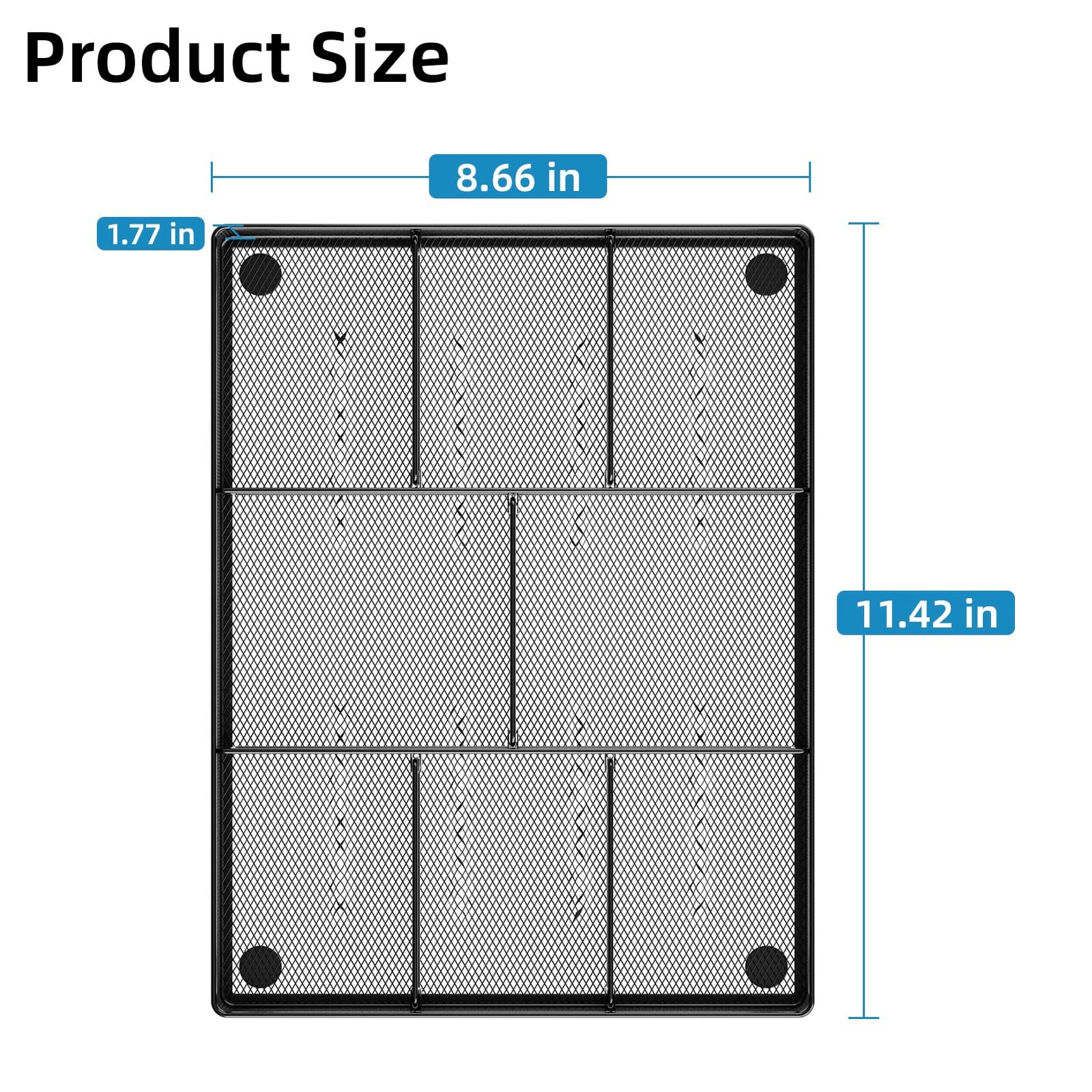 Marbrasse Desk Drawer Organizer, Metal Mesh 12 x 8.5 x 1.8 inches, Black