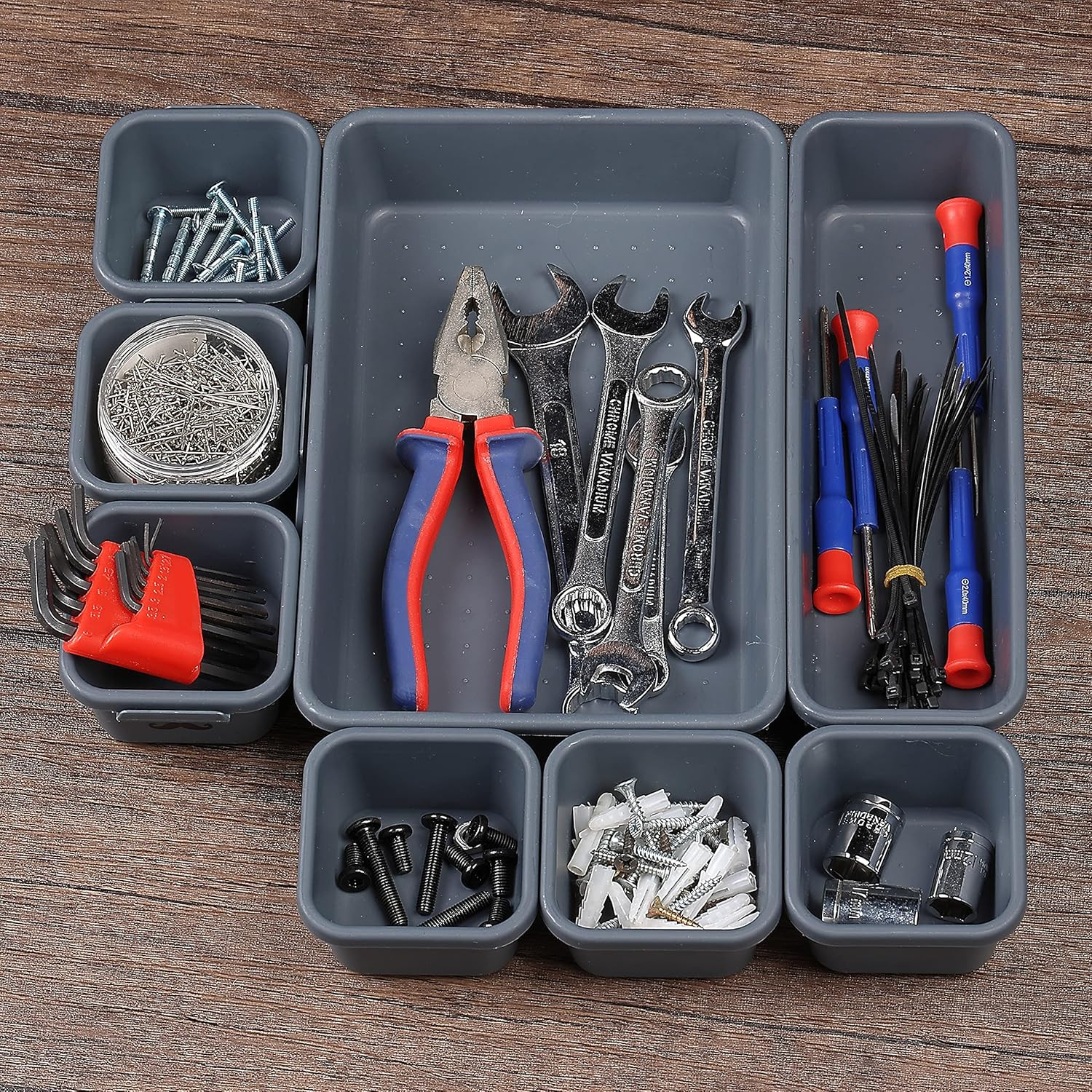 – Interlocking Desk Drawer Organizer, 8 Pcs, Drawer Organizer, Kitchen Drawer Or