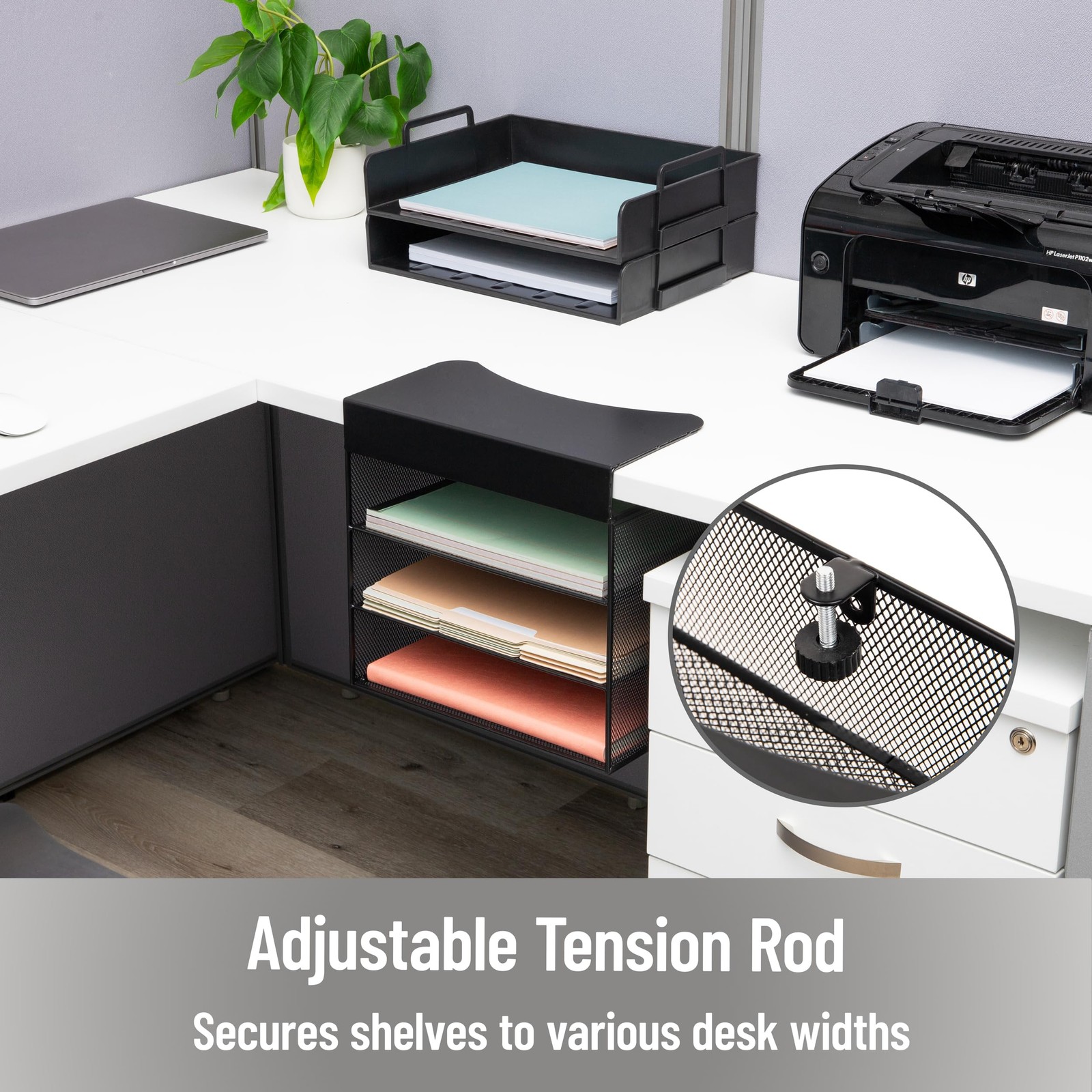 Mind Reader Slide-On Under Desk File Organizer No Tools Required Hanging