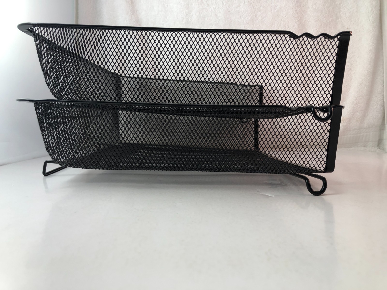 Stackable Metal Mesh Paper Trays Desktop Organizer File Storage Office 2 Pcs.