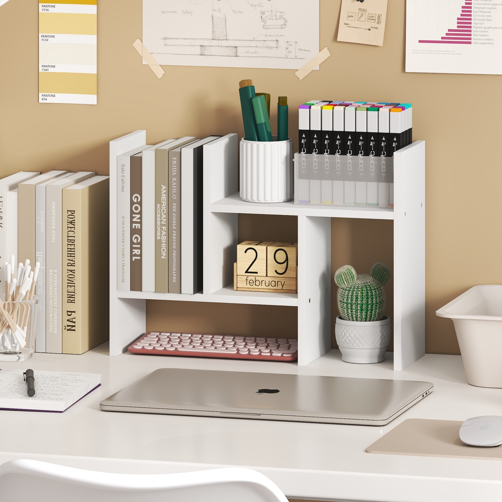 Furinno CLASSIC Adjustable Desk Organizers and Accessories. White