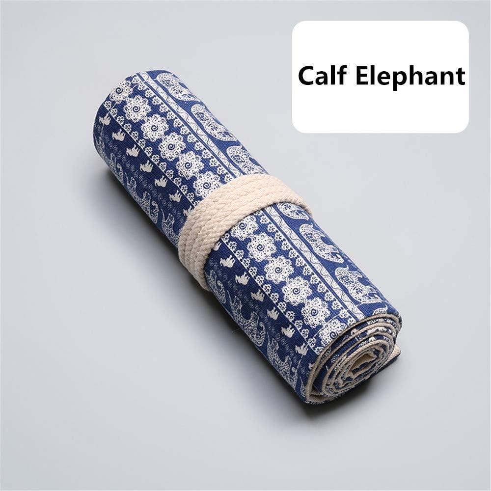Durable 48-Slot Pencil Wrap in Calf Elephant Print – Perfect for Creative Minds