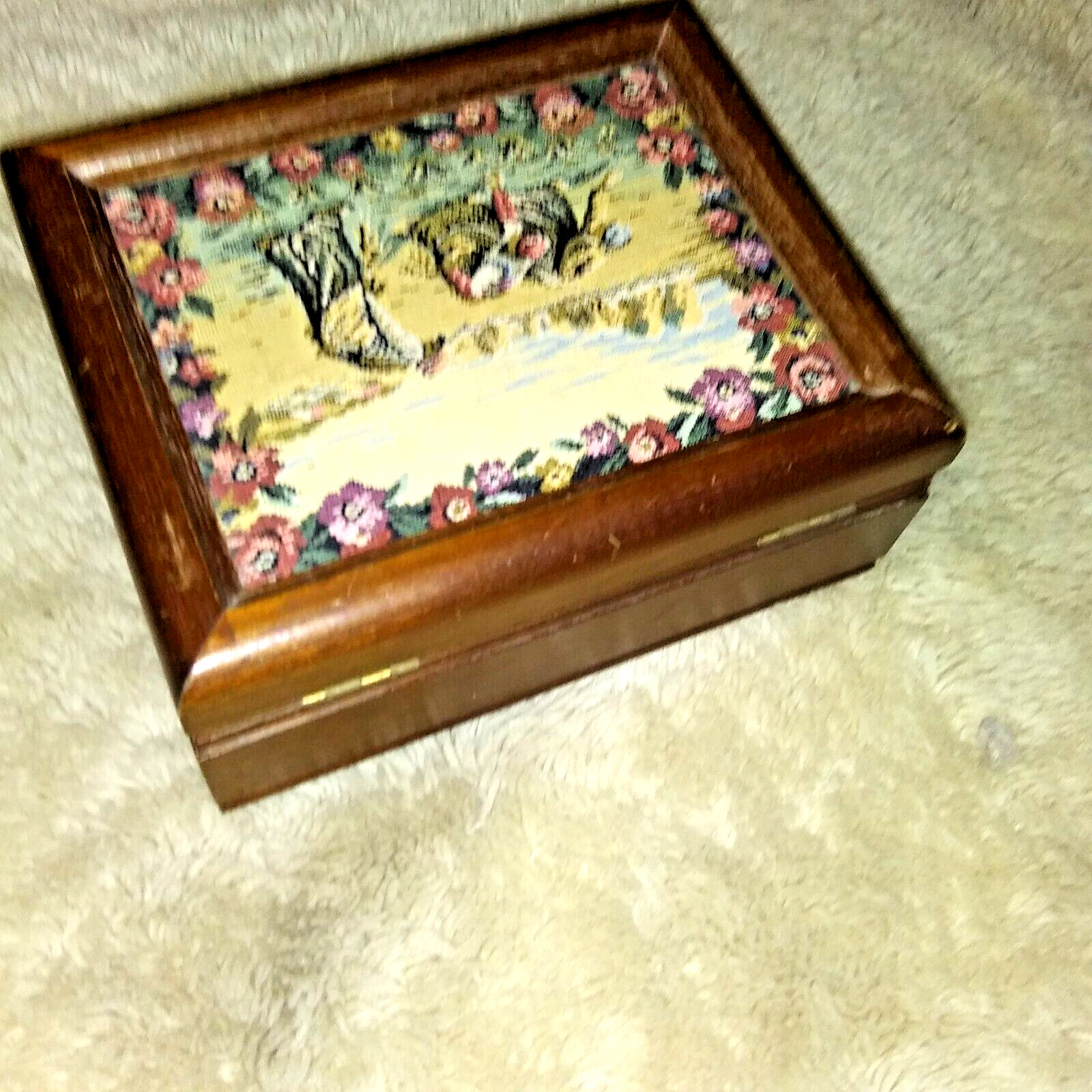 Himark Japan Jewelry Box Tapestry Canvas Wood Box with tray insert