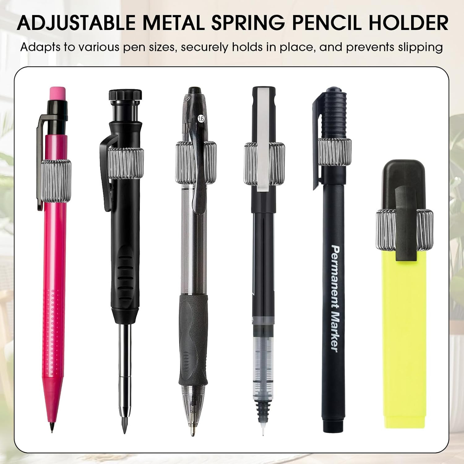 Pack 2 Porta Lapiz Retractil Resistente con Cable de Acero para Carpinteros