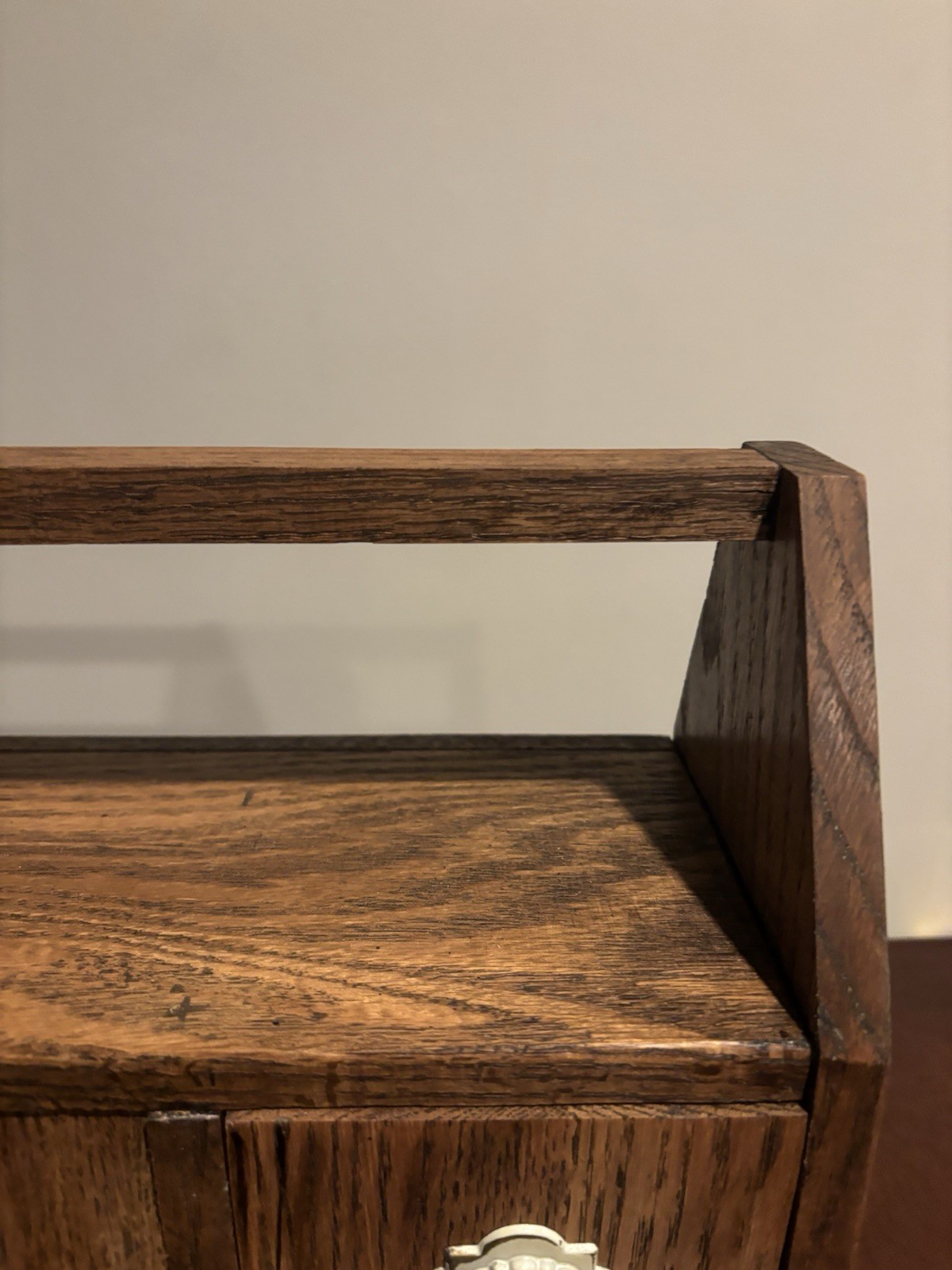 3 Drawer Wooden Desk Organizer Vintage Style Rustic Wood Desktop Cubby Handled