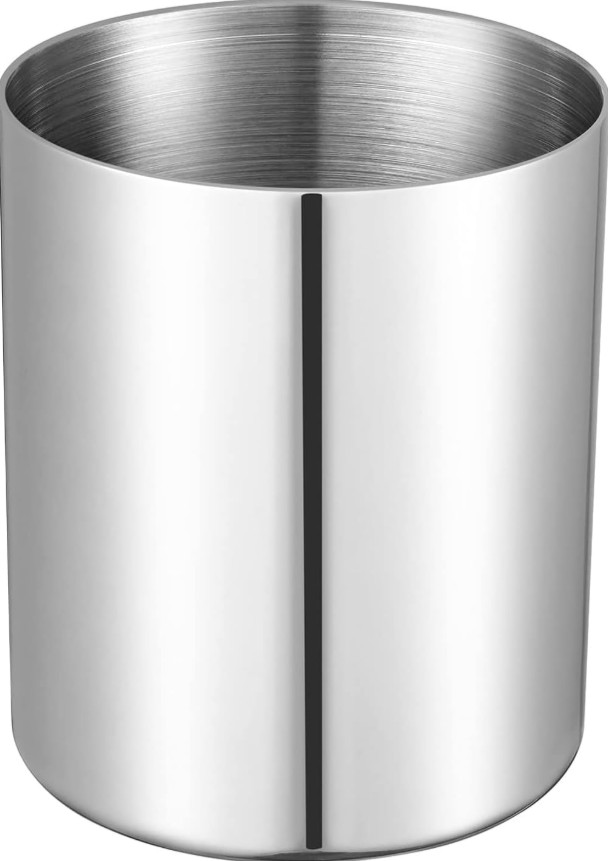 Stainless Steel Pen Holder for Desk Heavy Duty Cylinder Pencil Organizer Silver