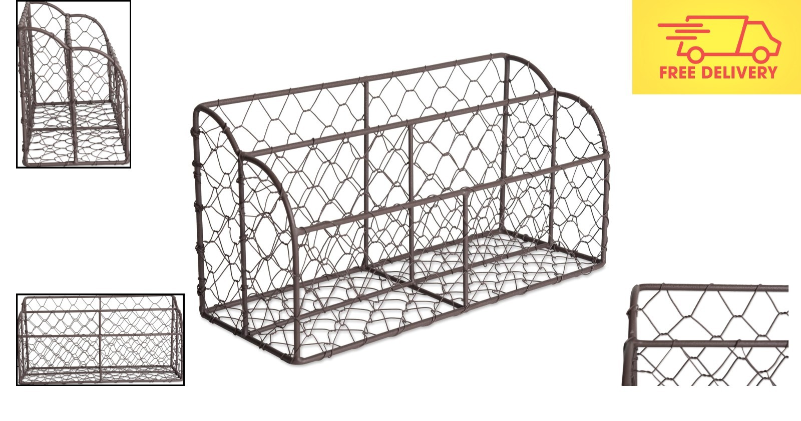 Farmhouse-Inspired Metal Letter Holder with Chicken Wire Design for Tidy Spaces