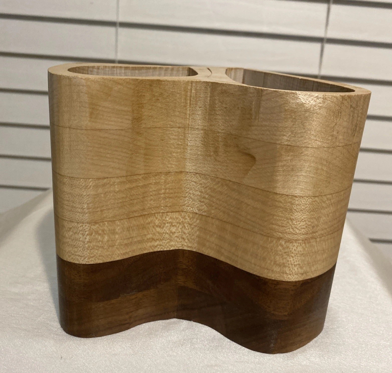 Wooden Utensil/Desk Organizer Heart Shaped Two Toned 6″ x 5″