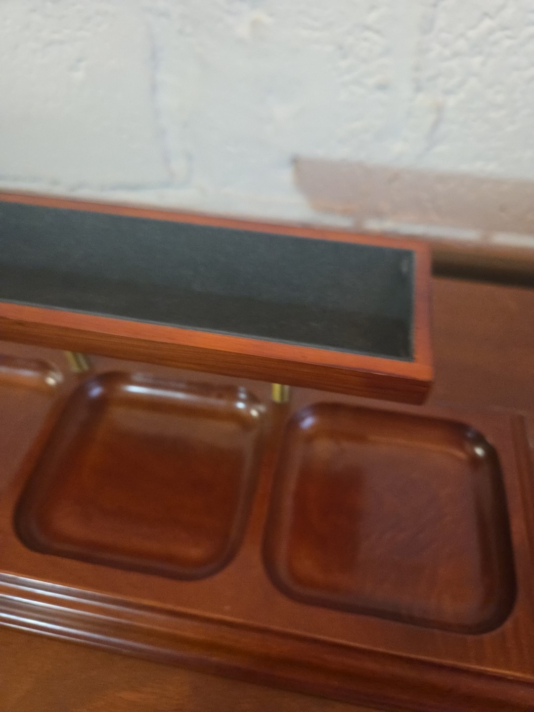 Bombay Co 1996 2 Tier Wood Office Desktop Organizer Dresser Tray Brass Corners