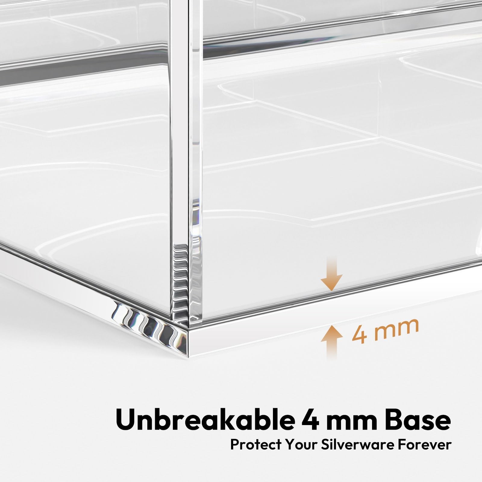 NIUBEE Expandable Kitchen Drawer Organizer 17×16.3×2.7 inch, Acrylic Clear