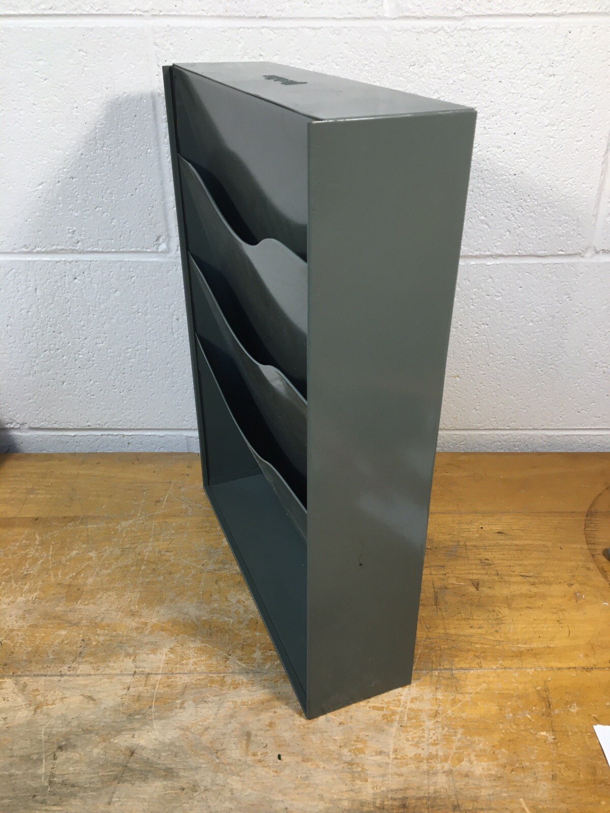 Vintage VERTIFLEX Industrial Metal Wall 3 Tier slot File Paper Organizer grey