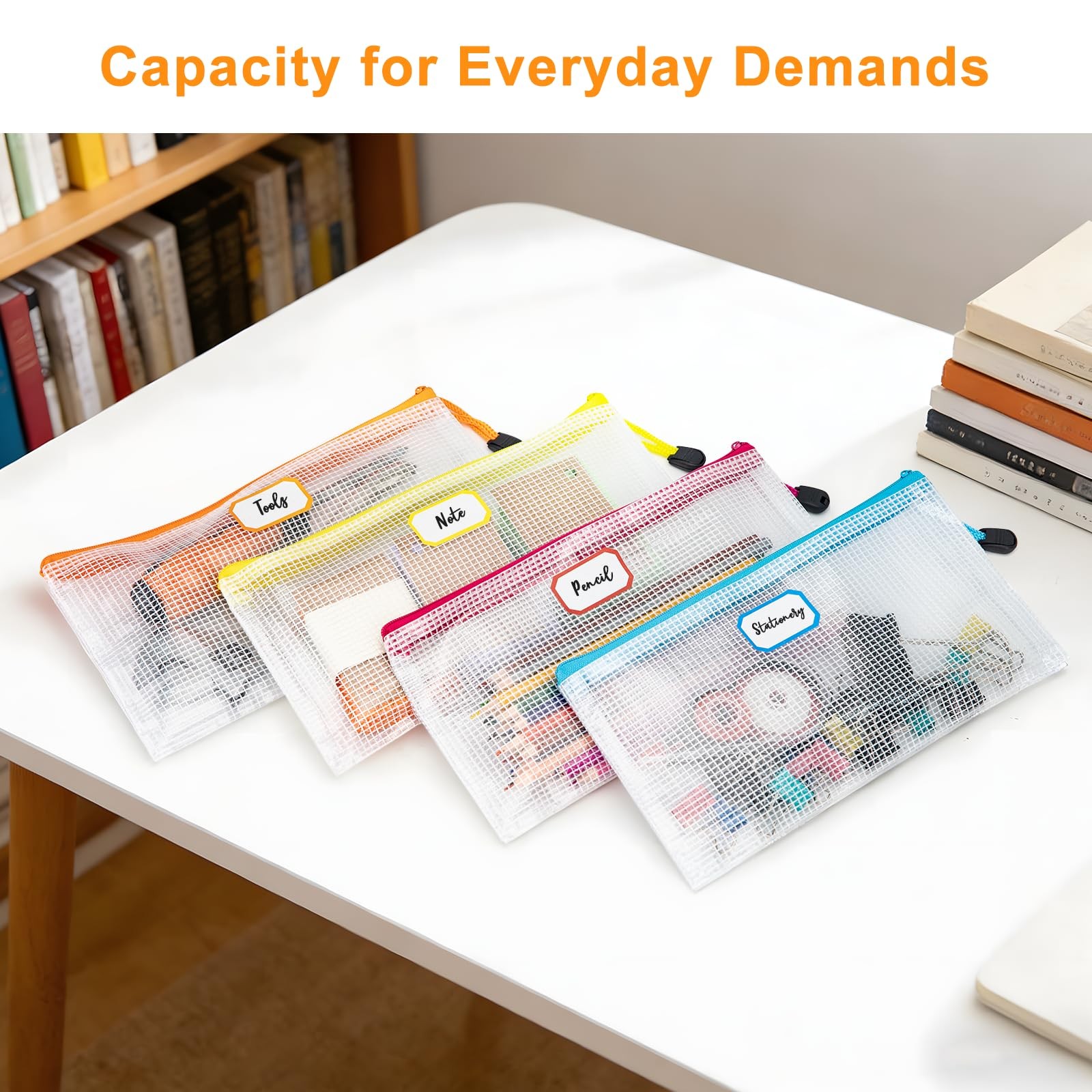 9.4×4.9 Inches Mesh Zipper Pouch with Sticker, 60 Pack Puzzle Storage Bags, O…