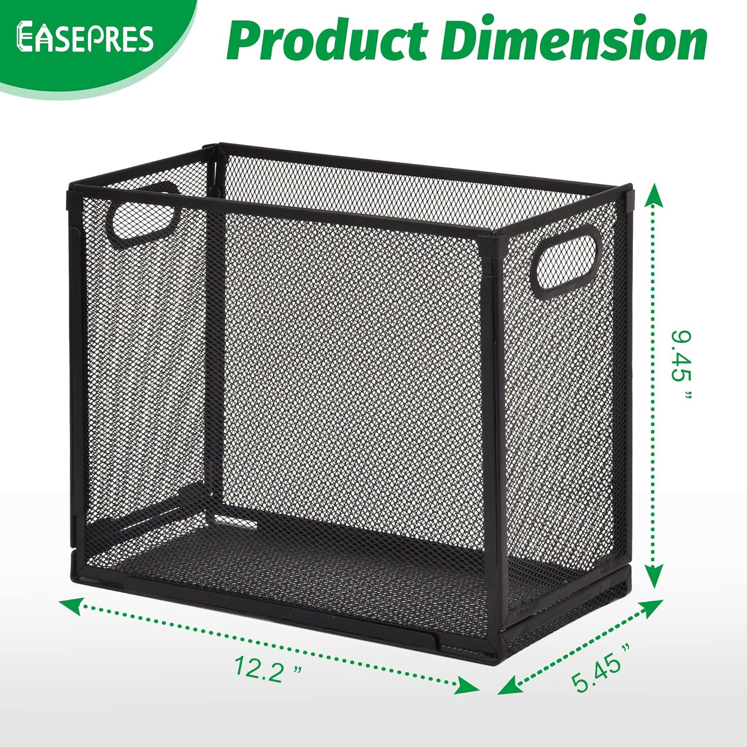 Desk Hanging File Organizer with 5 Folders, Mesh Metal Letter-Size