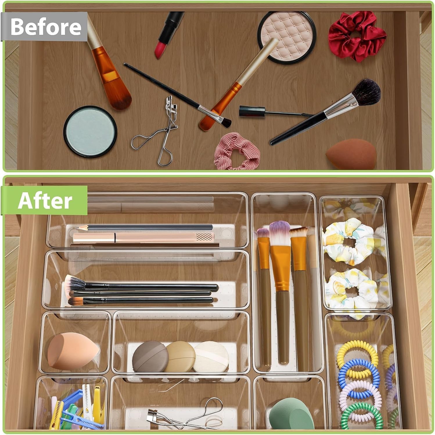 25 Piece Clear Drawer Organizer Set, 4 Sizes Bathroom Vanity Organizer Trays …