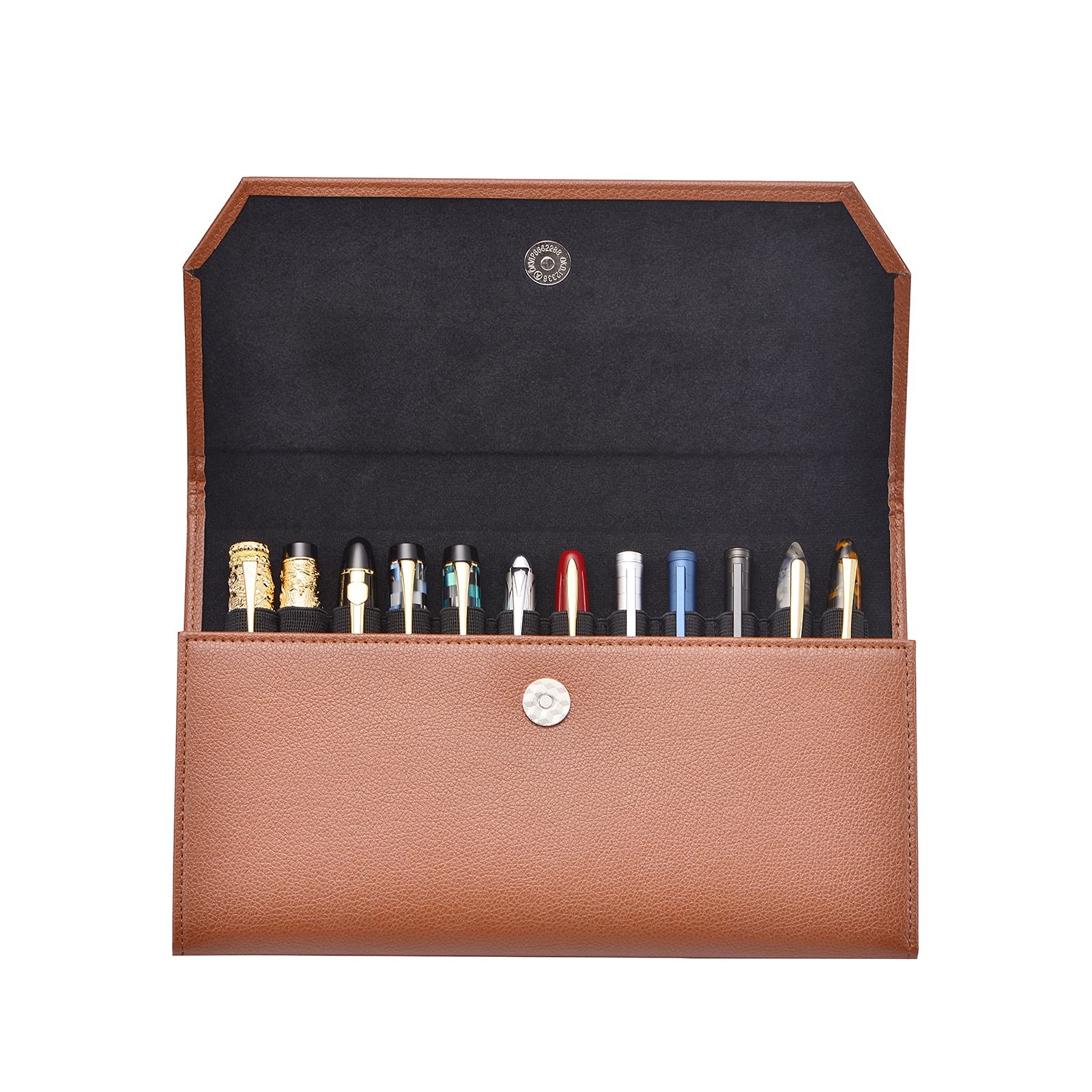 12 Coffee PU Leather Fountain Pen Case Organizer Bag Portfolio, Protective Sl…