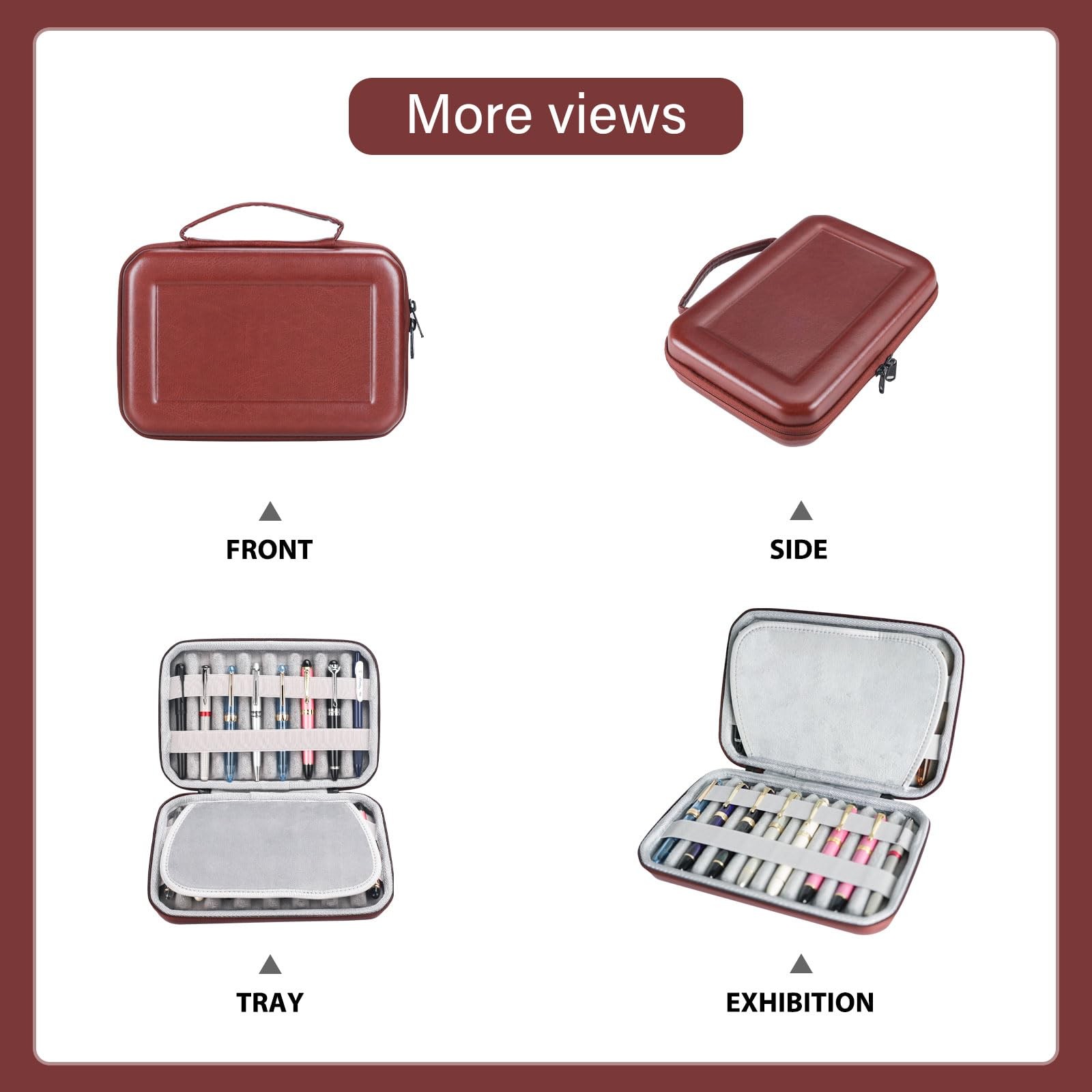 PU Leather 16 Slots pen case/boxes， Pencil Tray Case Organizer,Handmade Displ…
