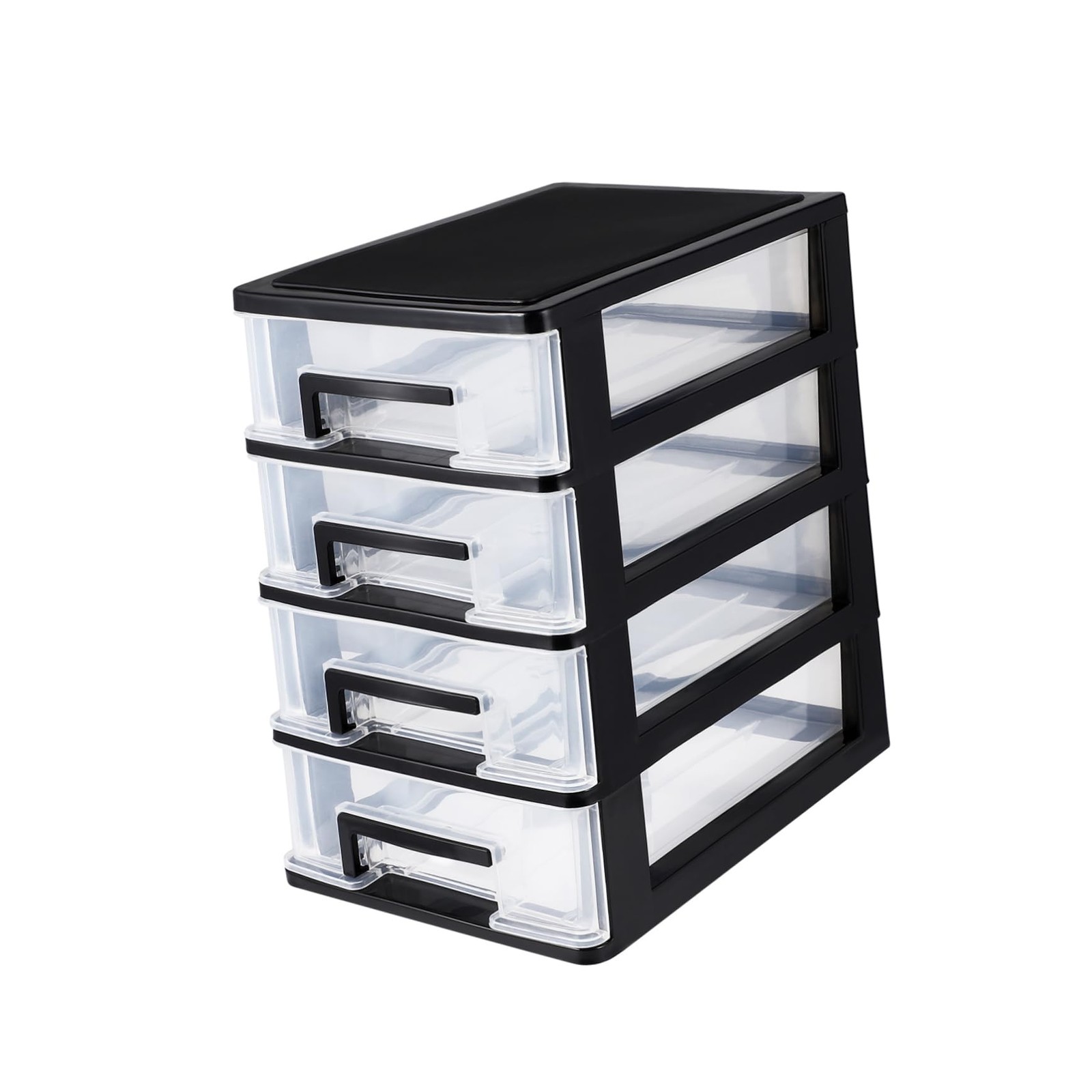 Plastic Drawers – 4 Layer Small Desktop Organizer 25.20X21.00X15.20CM, Black