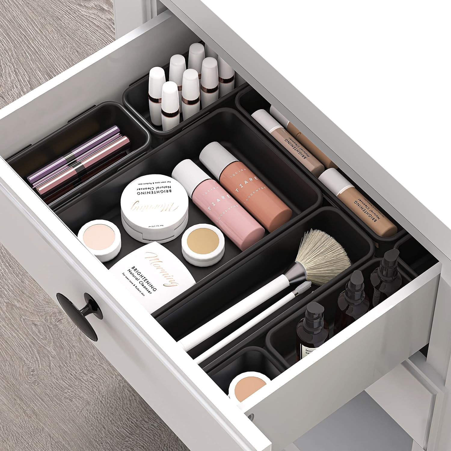 Desk Drawer Organizer Bins 10 Pack Black Cosmetics Storage